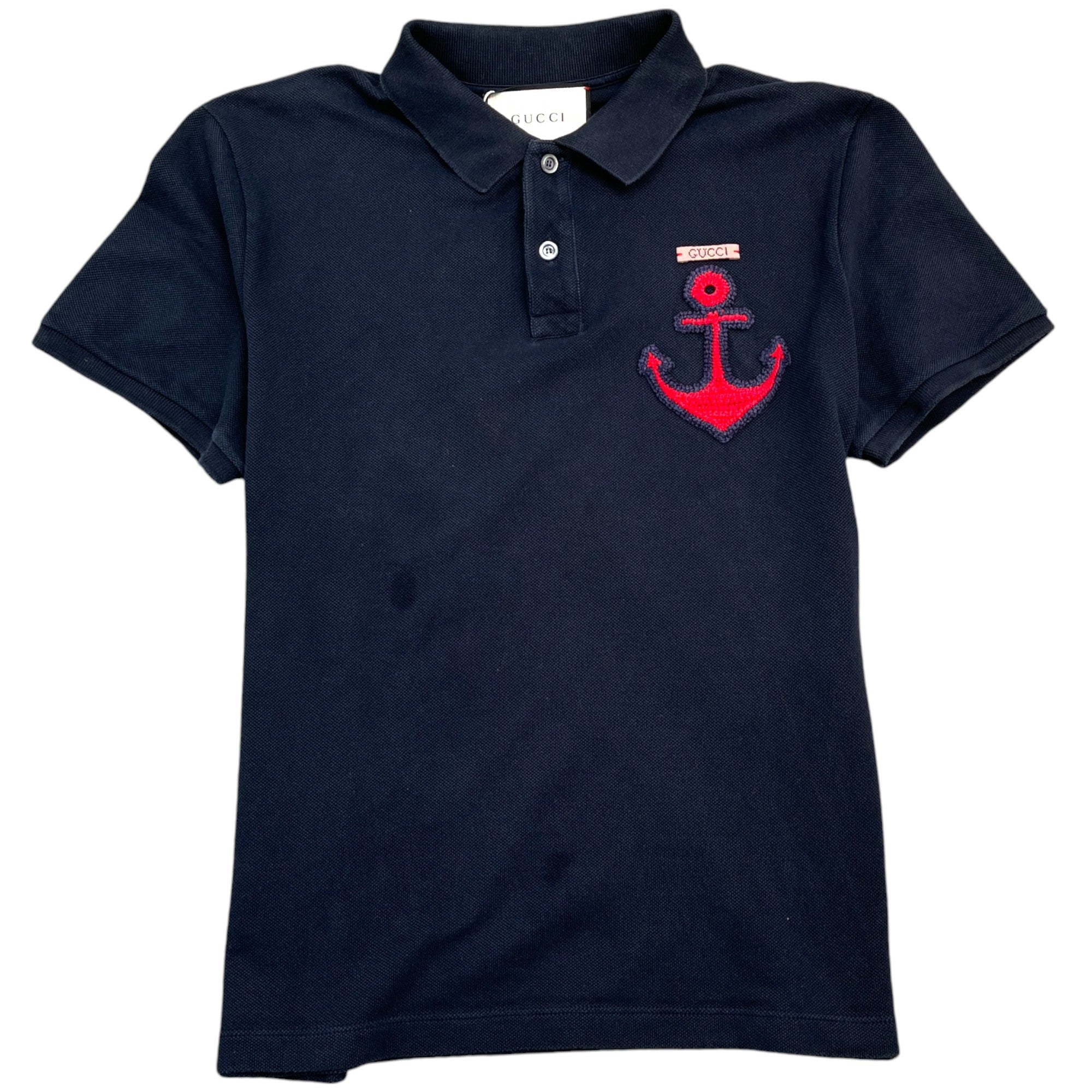 Men's Embroidered Anchor Logo Polo Shirt Navy Size XL
