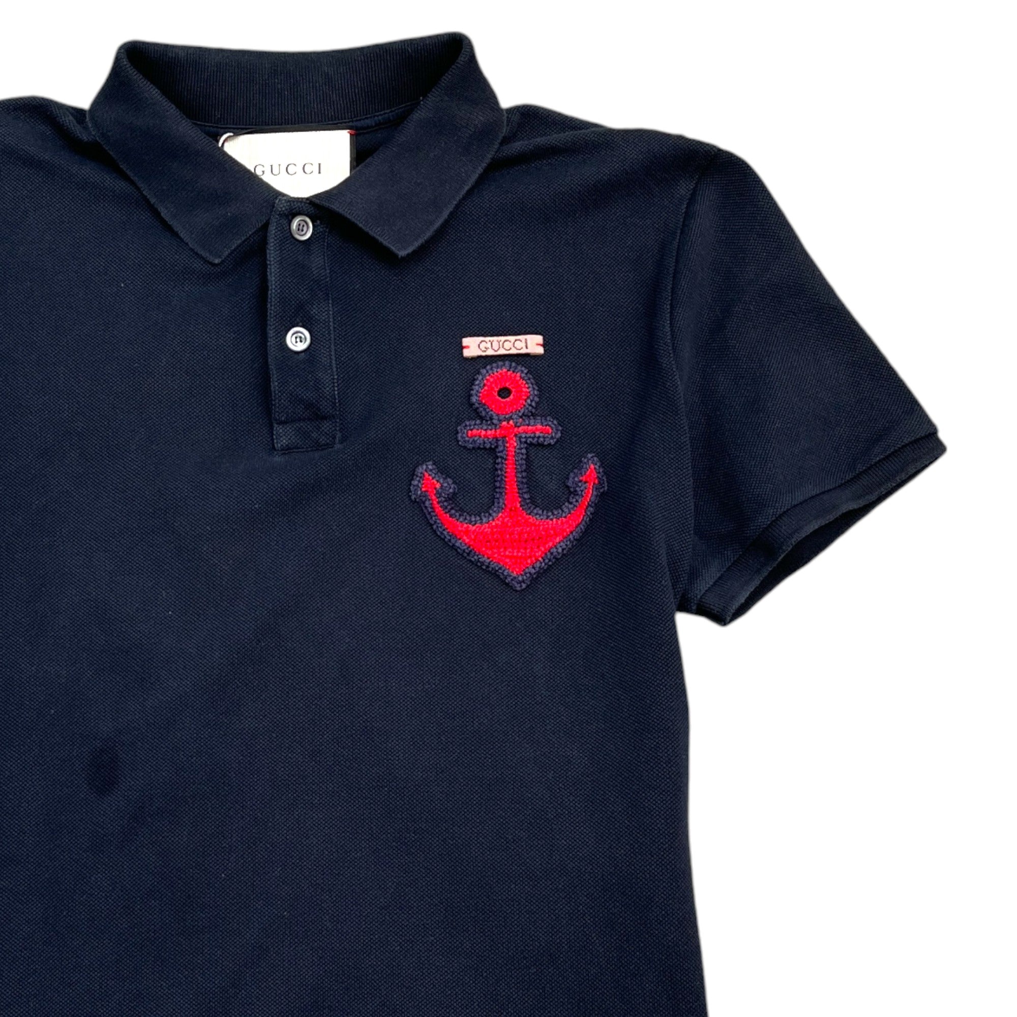 Men's Embroidered Anchor Logo Polo Shirt Navy Size XL