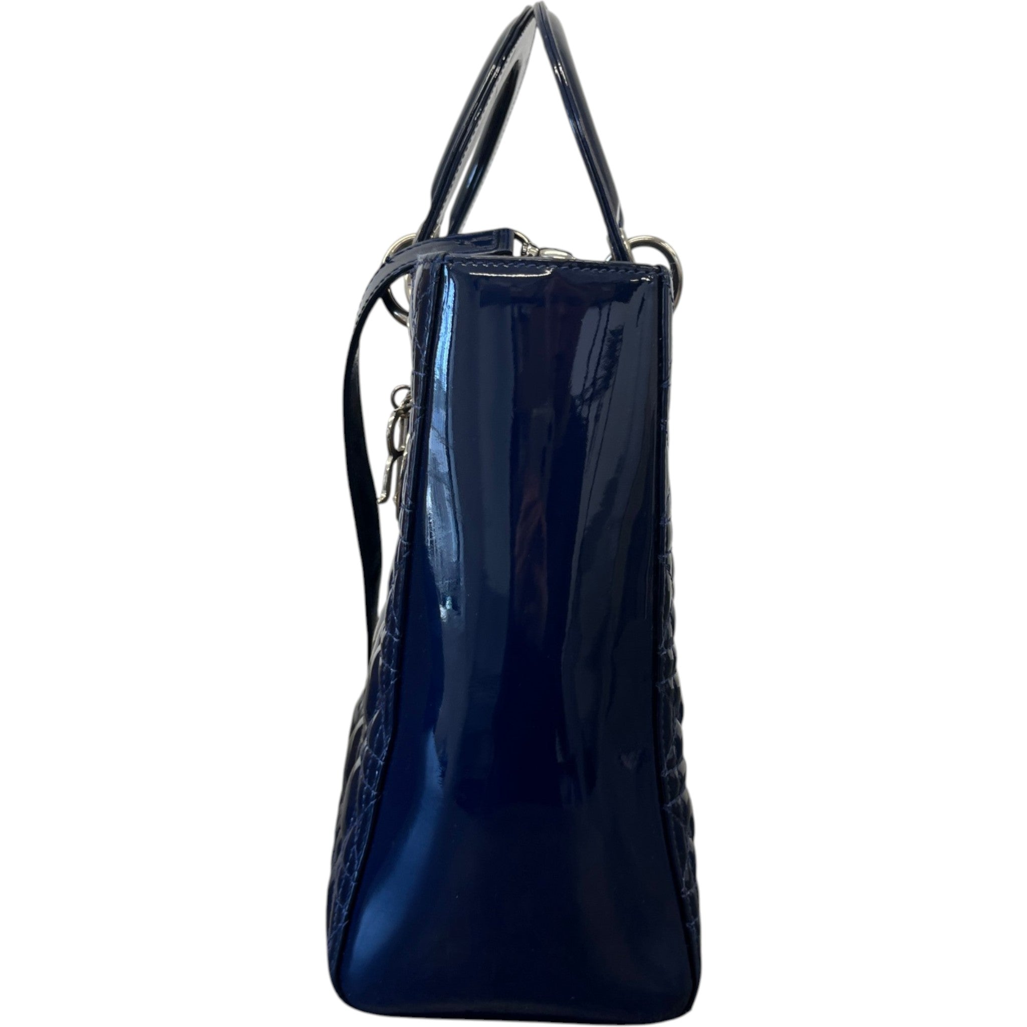 Women's Large Lady Dior Tote Patent Bag Navy