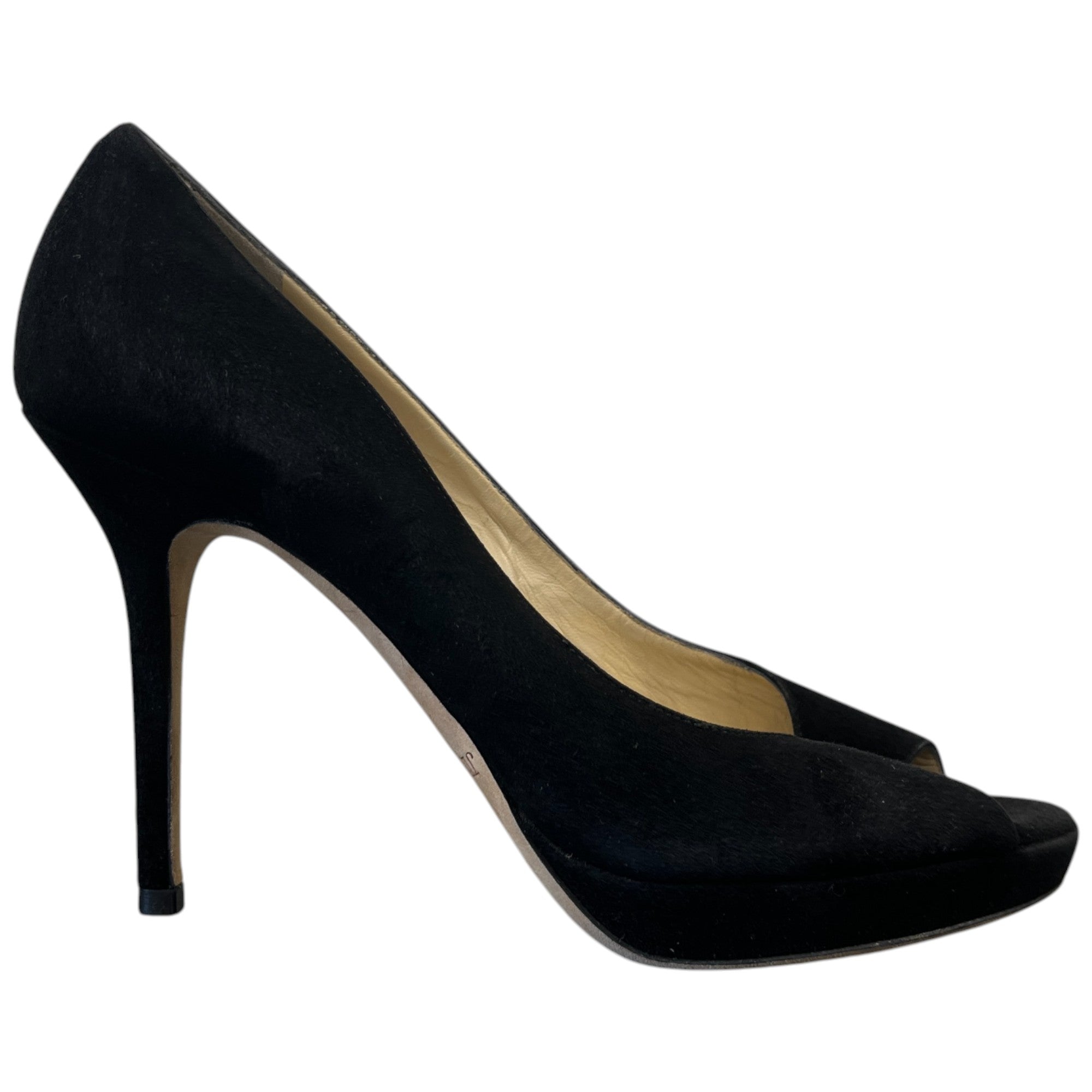 Women's Peep Toe Suede Heels Black Size EU 36.5 / UK 3.5