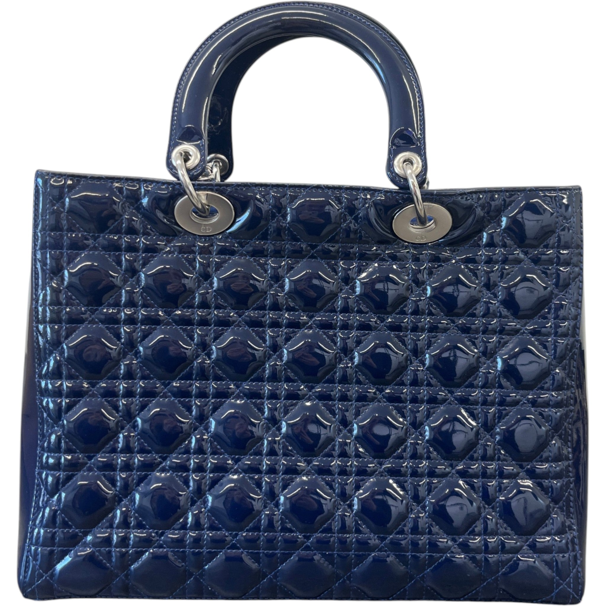 Women's Large Lady Dior Tote Patent Bag Navy
