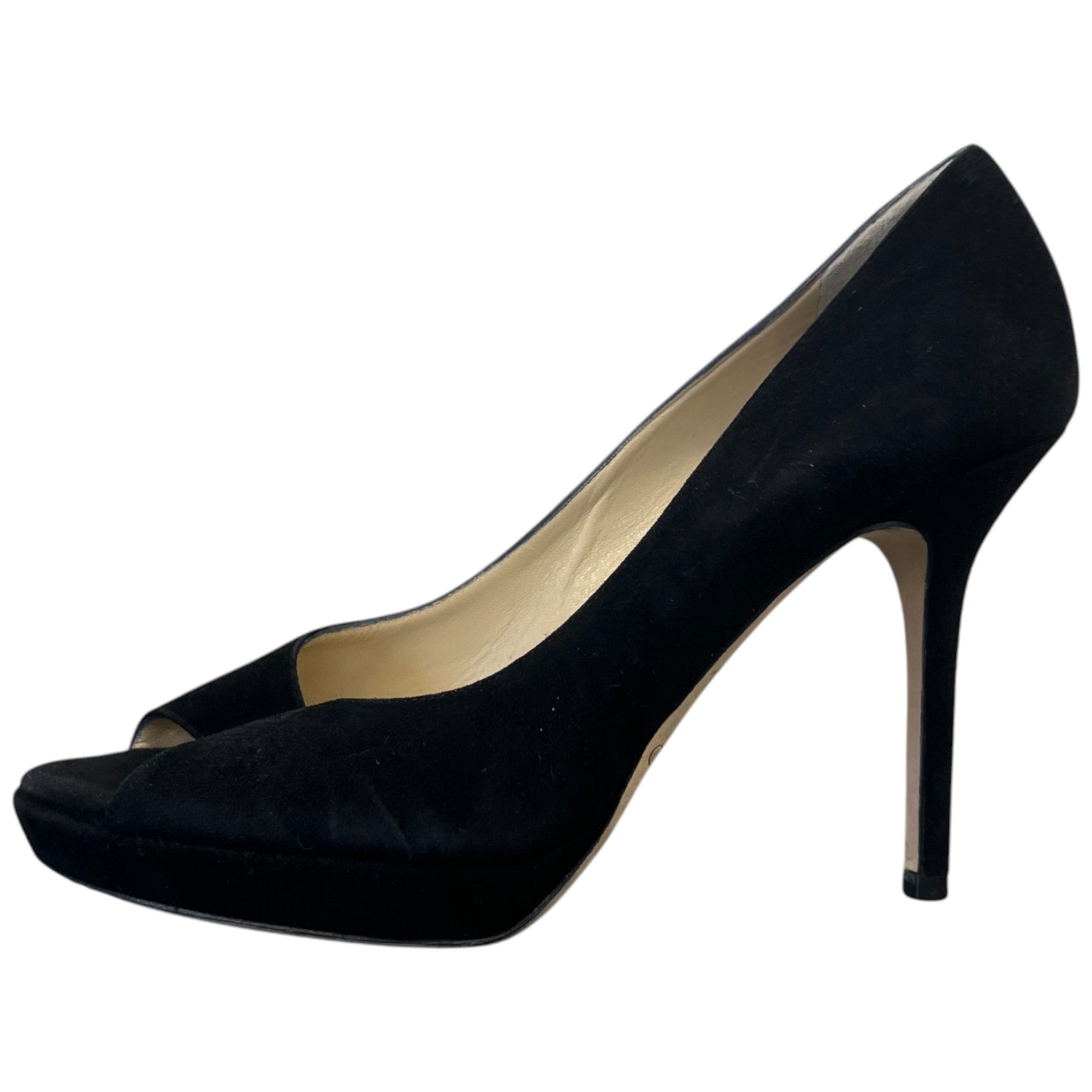 Women's Peep Toe Suede Heels Black Size EU 36.5 / UK 3.5