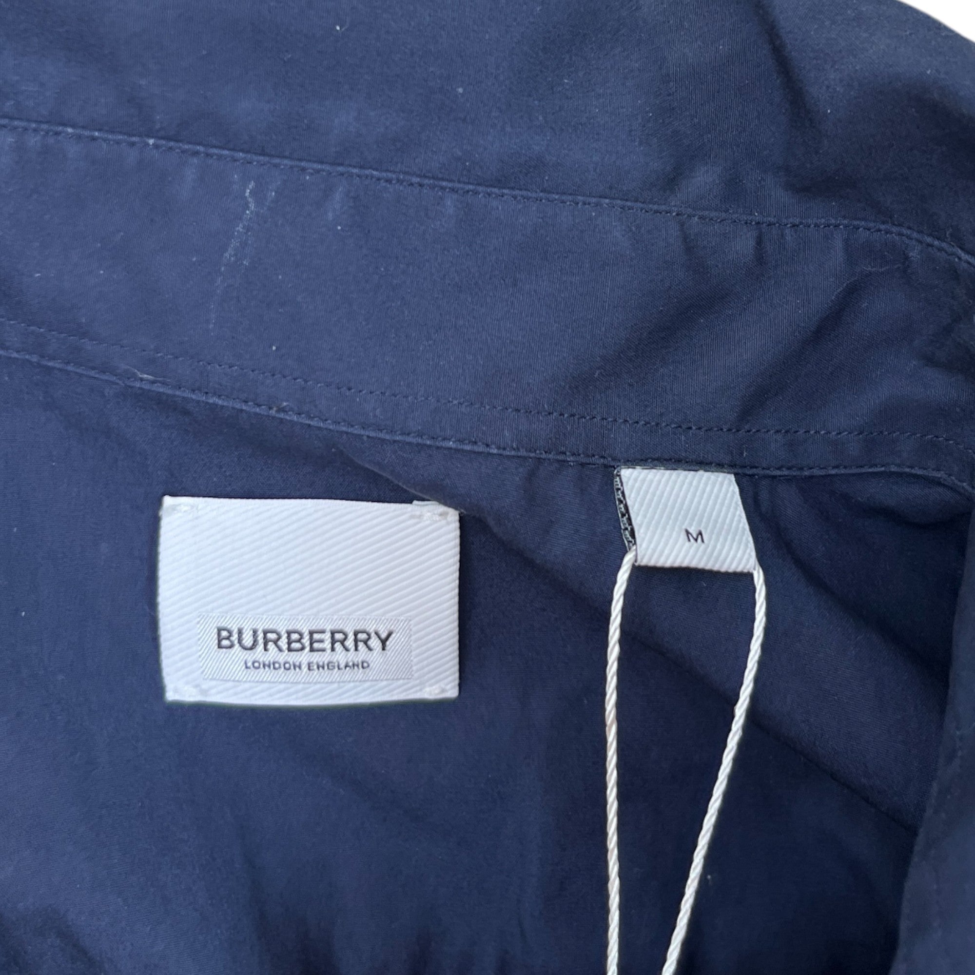 Men's Embroidered Pocket Logo Long Sleeve Shirt Navy Size M