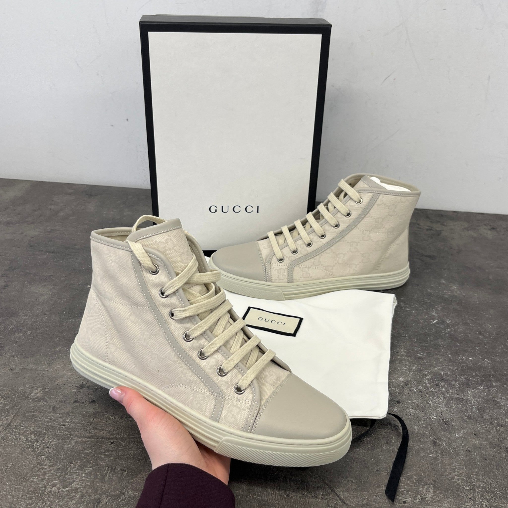 Women's Gg Supreme High Trainers Cream Size EU 38.5 / UK 5.5