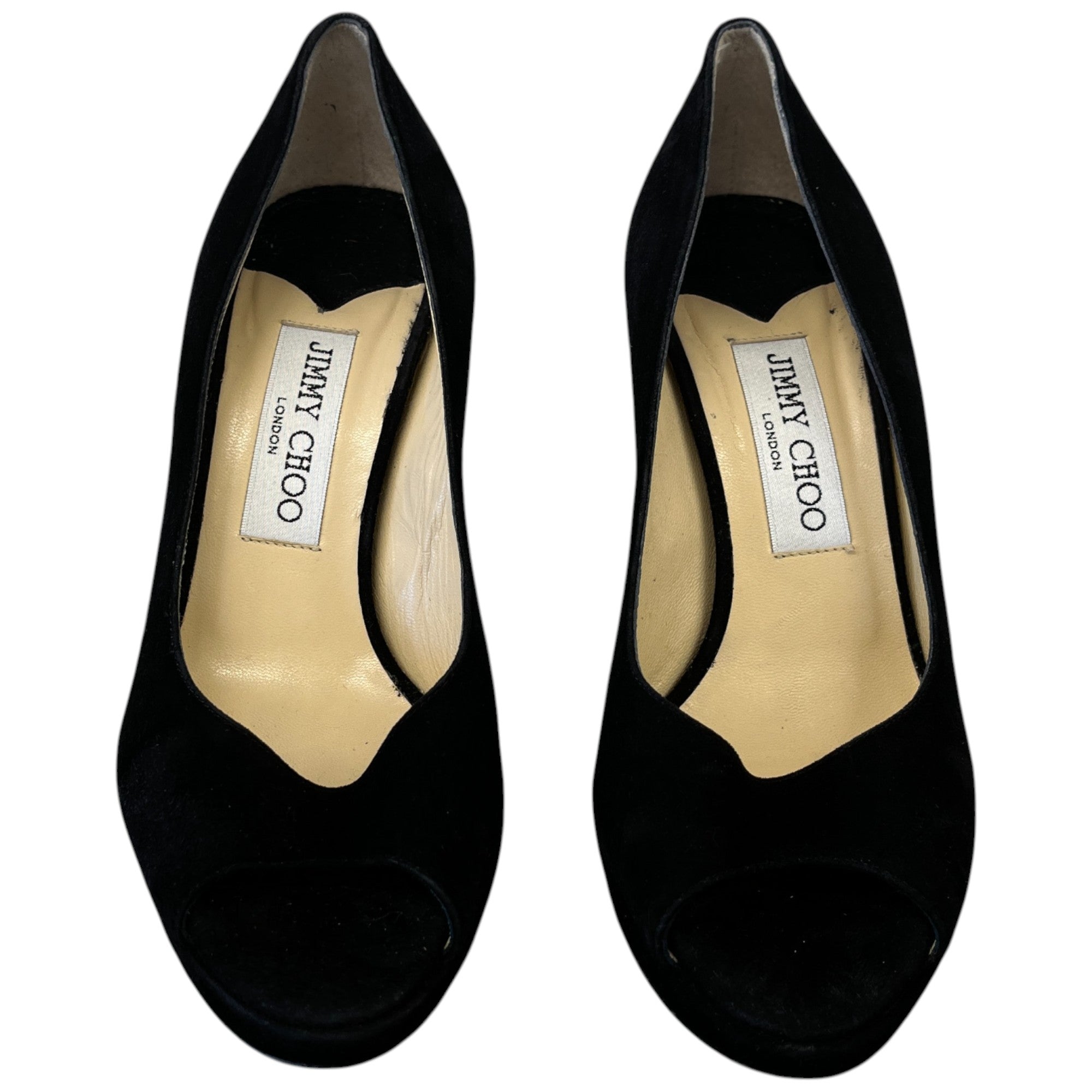 Women's Peep Toe Suede Heels Black Size EU 36.5 / UK 3.5