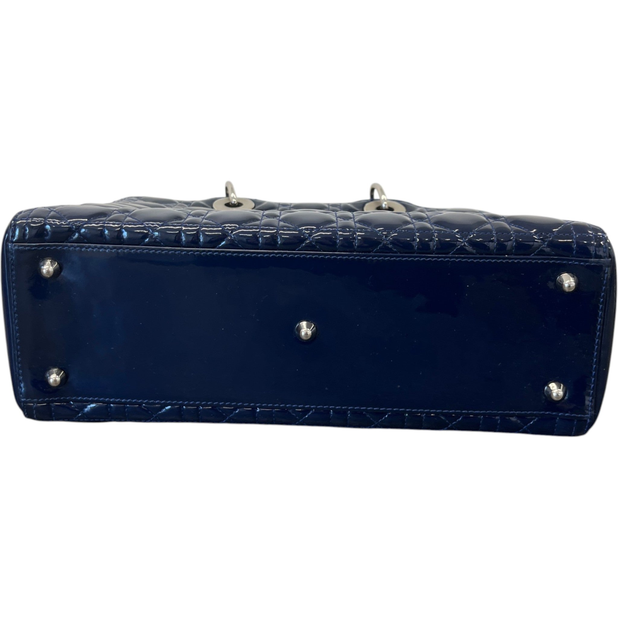 Women's Large Lady Dior Tote Patent Bag Navy