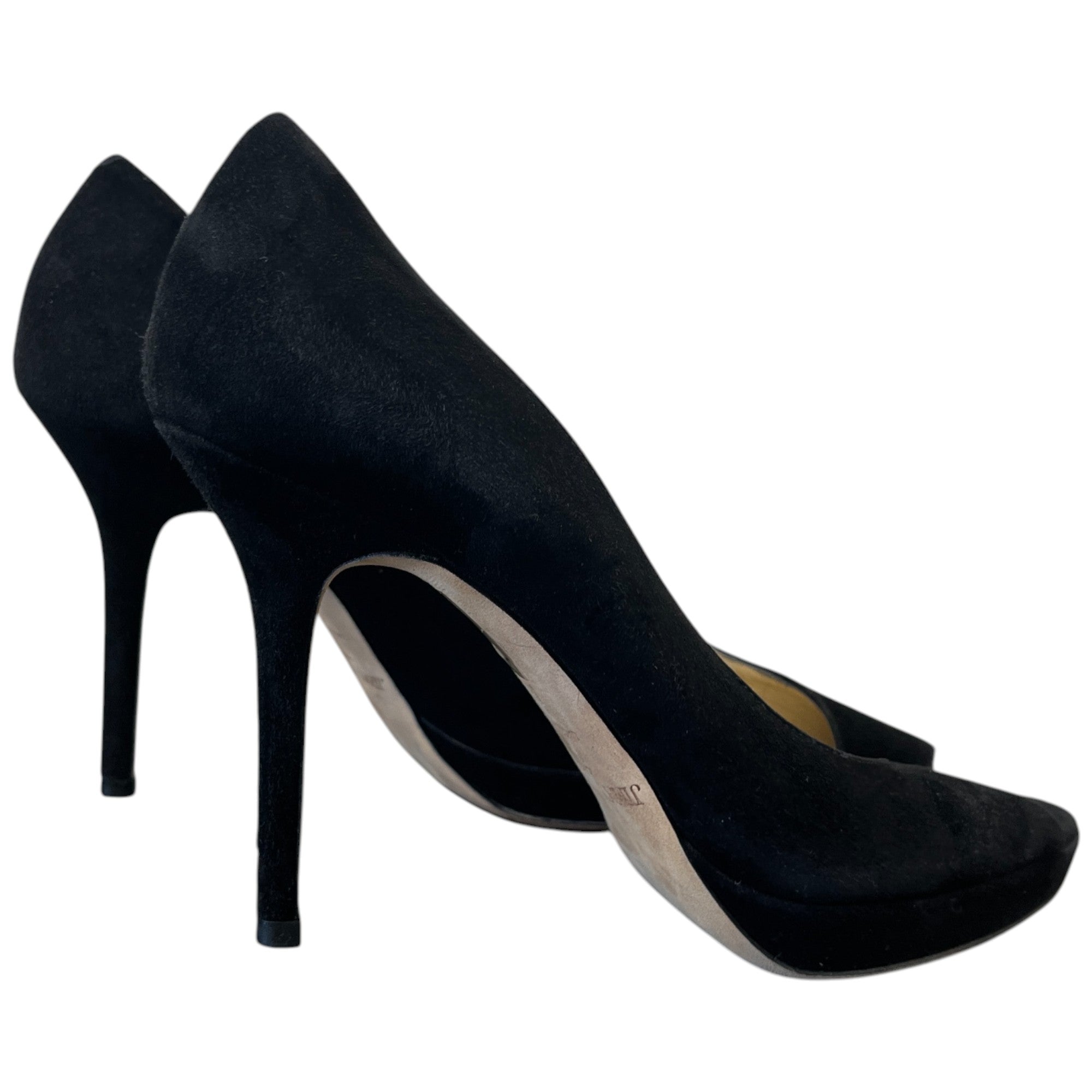 Women's Peep Toe Suede Heels Black Size EU 36.5 / UK 3.5