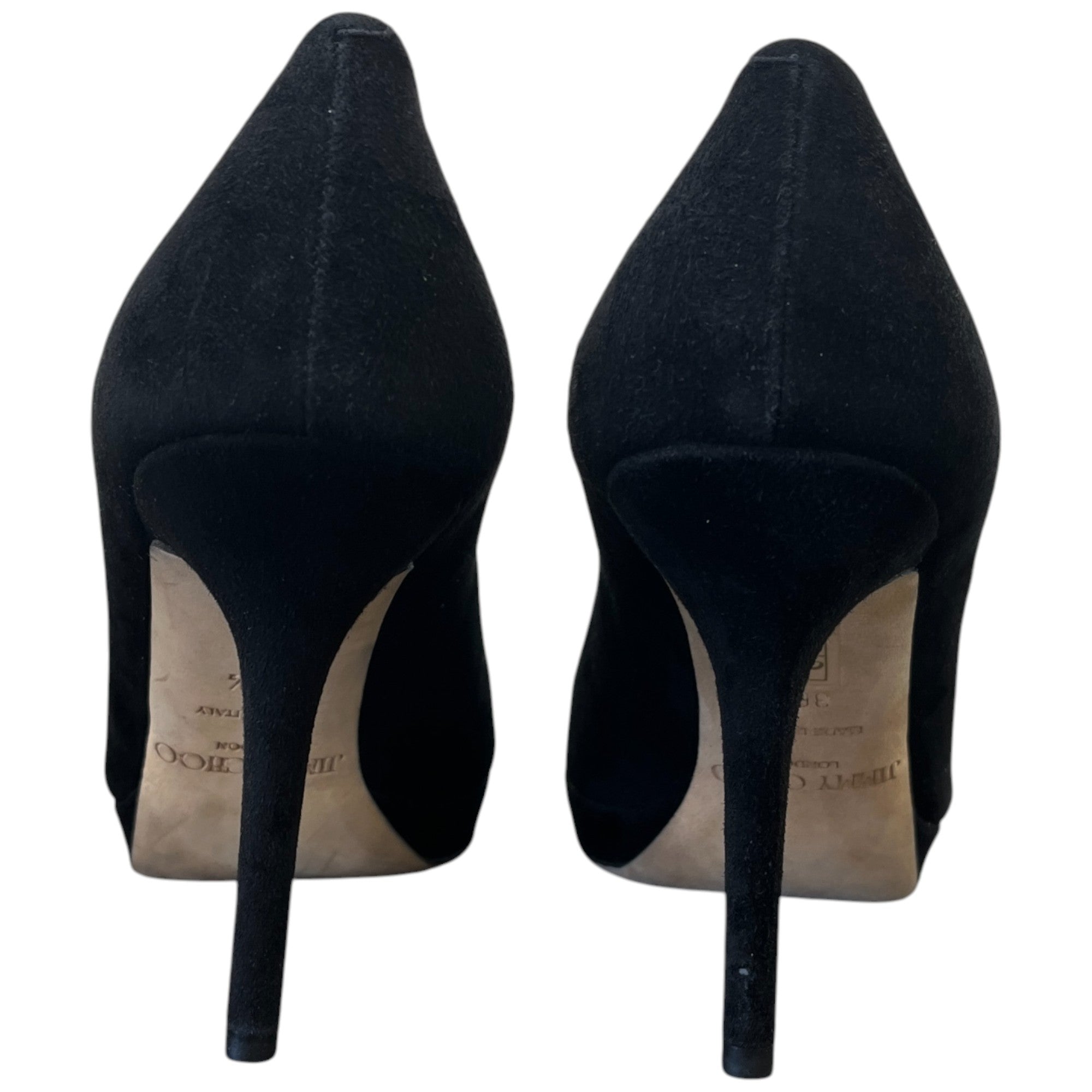 Women's Peep Toe Suede Heels Black Size EU 36.5 / UK 3.5