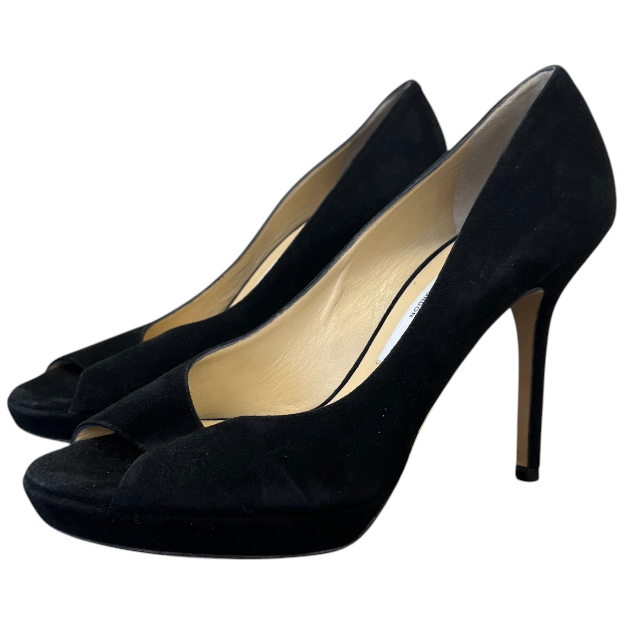 Women's Peep Toe Suede Heels Black Size EU 36.5 / UK 3.5