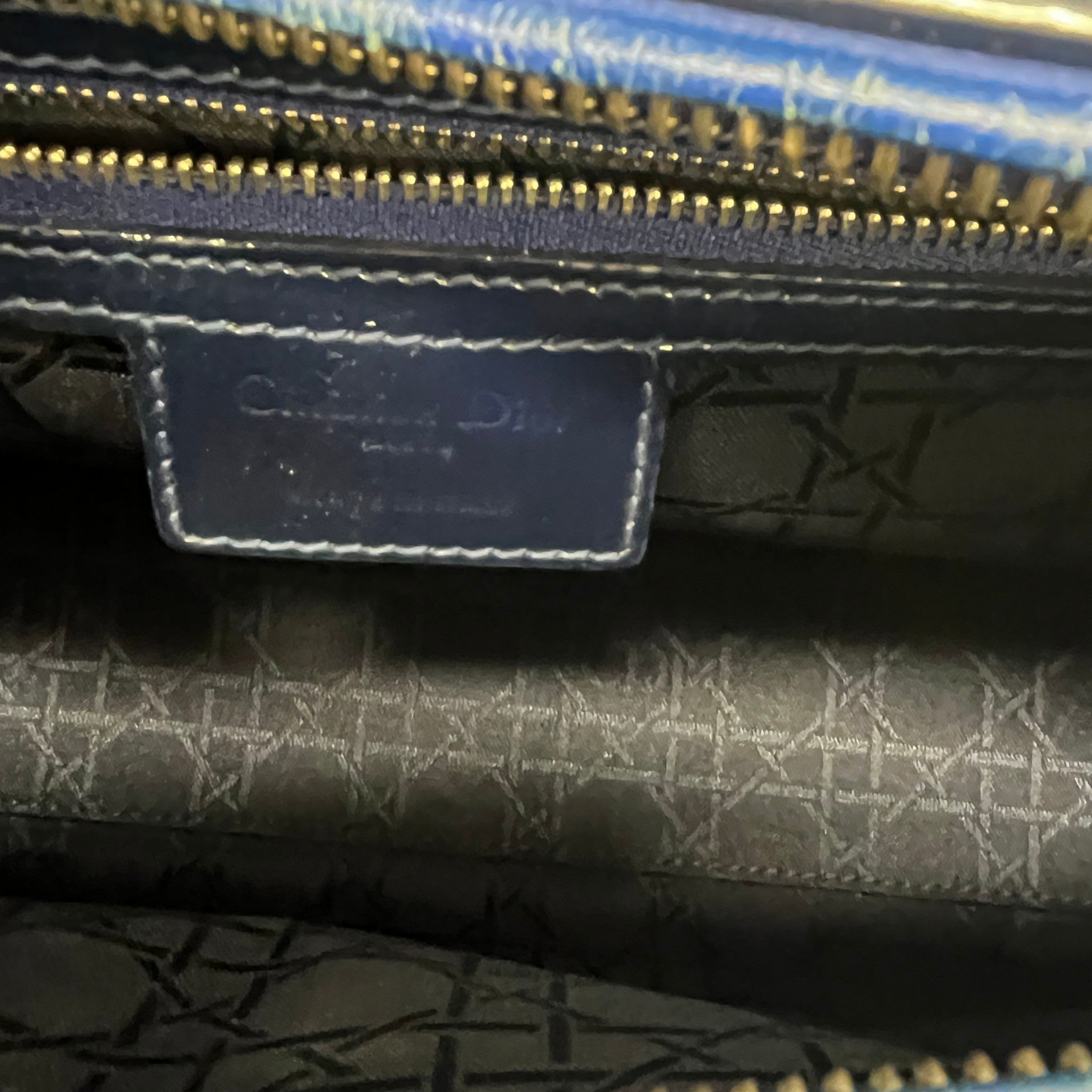 Women's Large Lady Dior Tote Patent Bag Navy