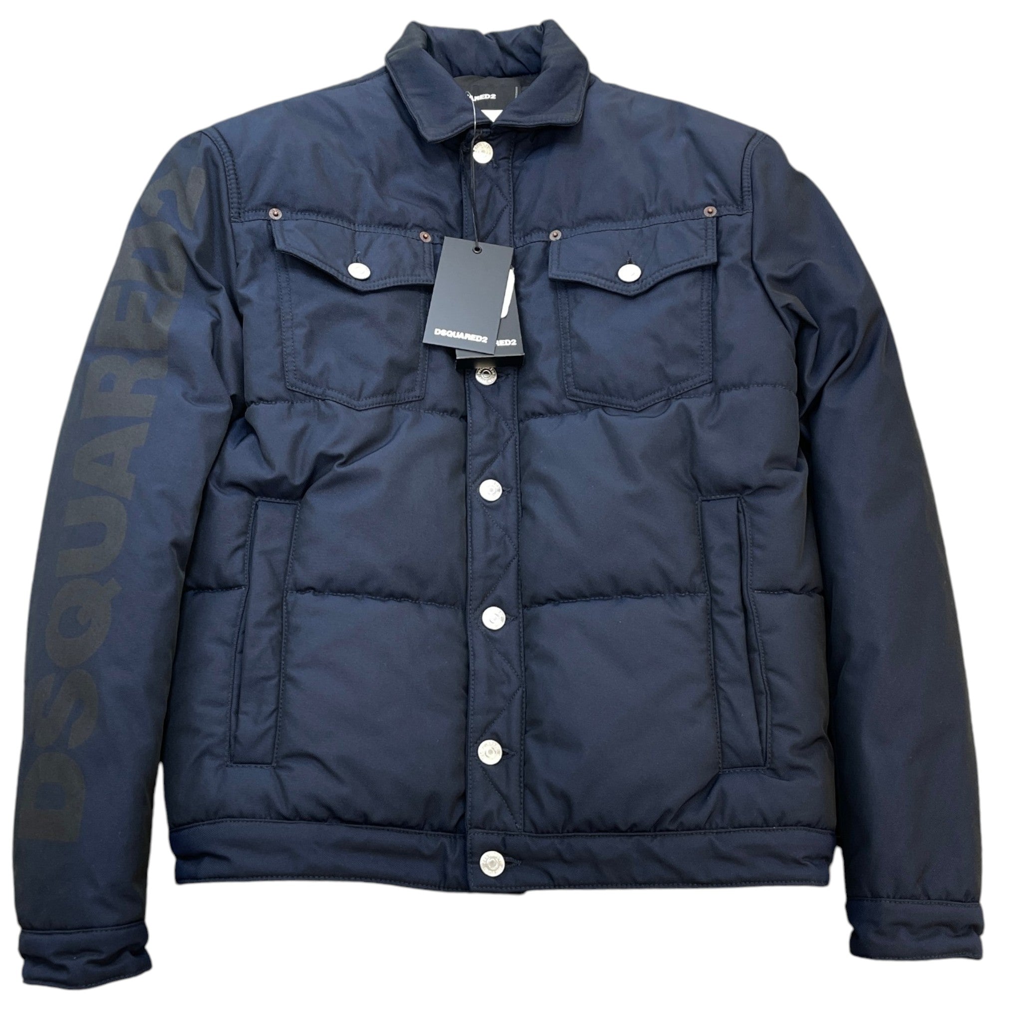 Men's Arm Logo Down Jacket Navy Size IT 48 / M