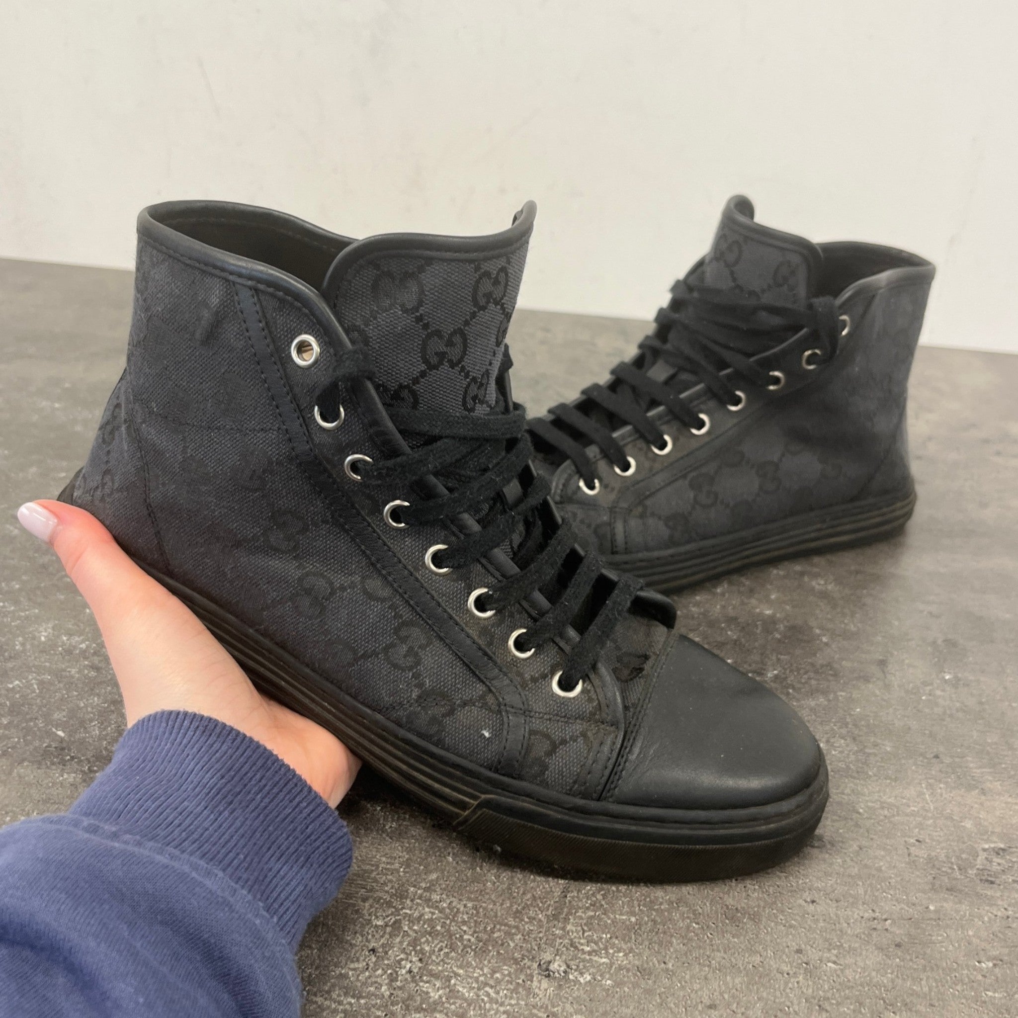 Men's Gg Supreme High Trainers Black Size EU 40.5 / UK 6.5