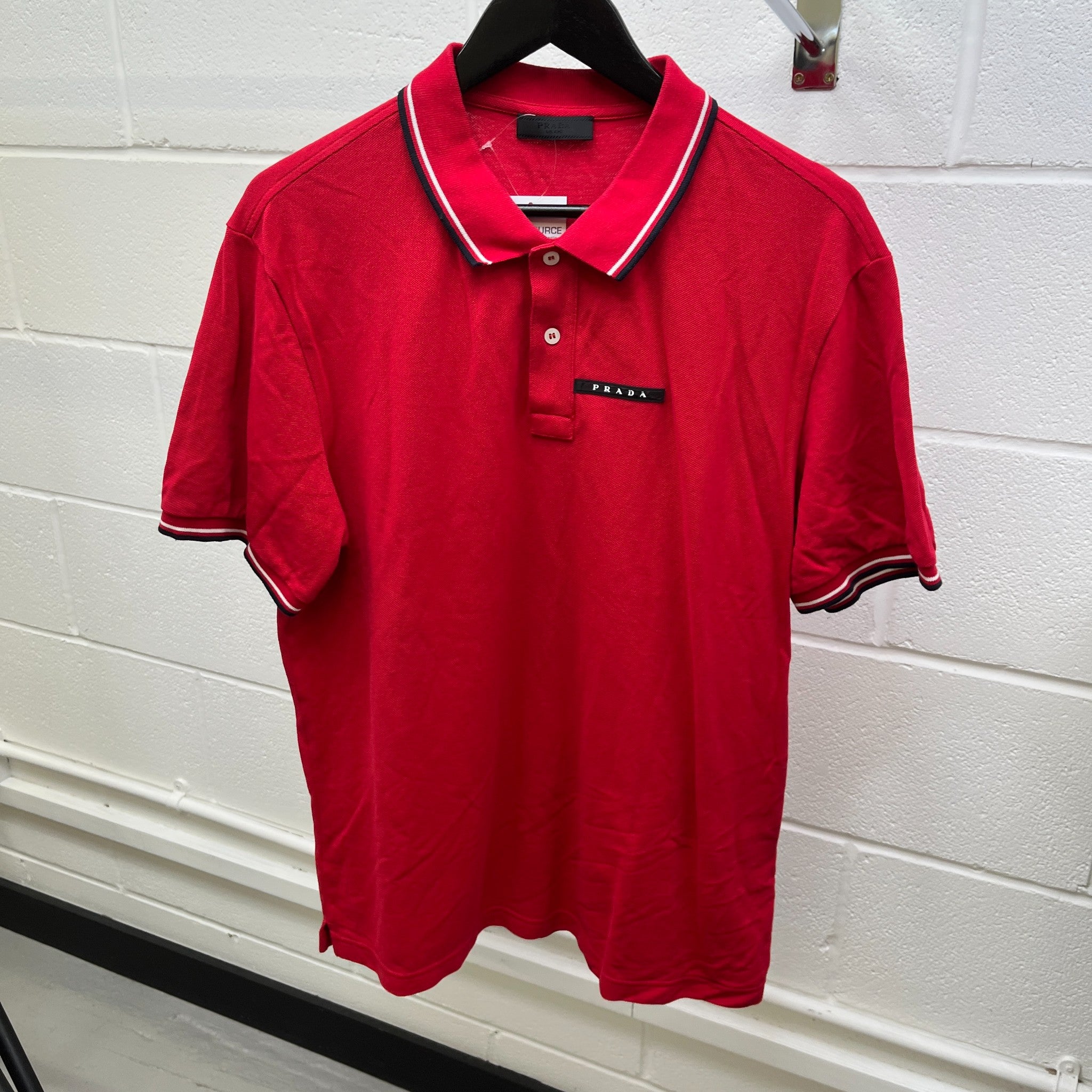 Men's Tag Logo Polo Shirt Red Size XXXL