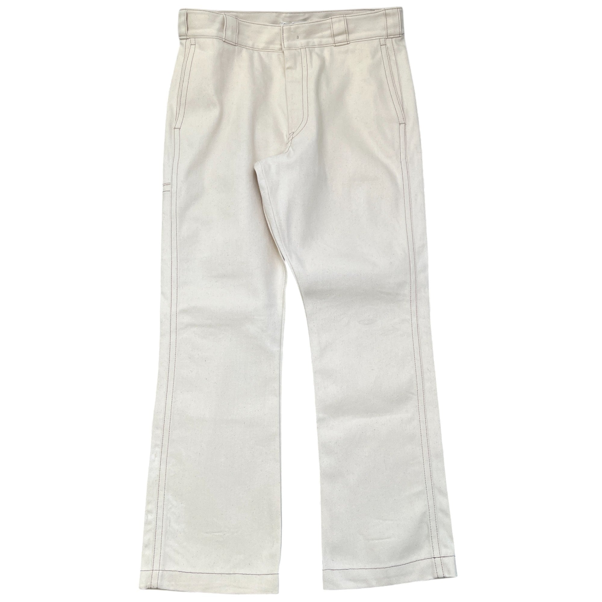 Men's Plaque Logo Worn Bull Denim Straight Jeans Cream Size IT 48 / UK 32