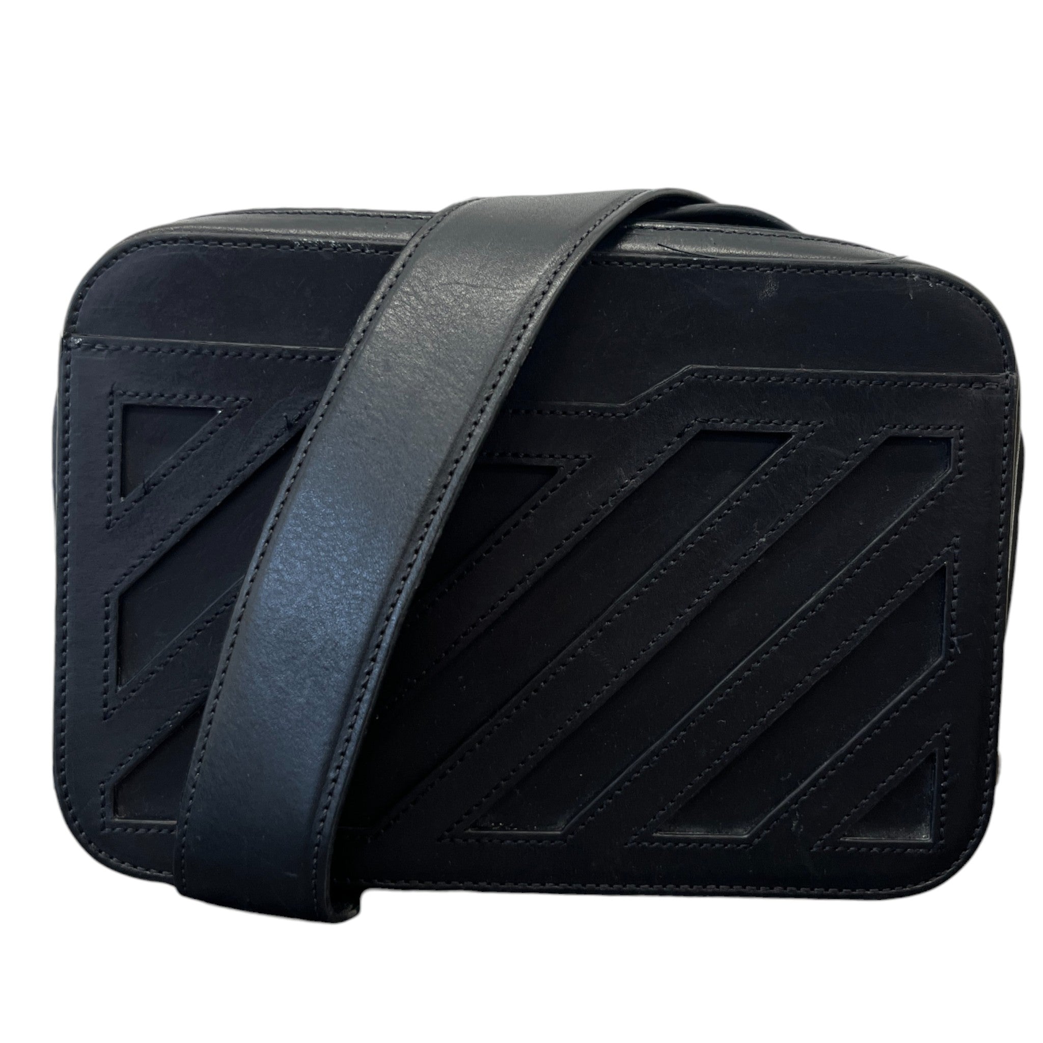 Men's Diagonal Stripe Belt Bag Black