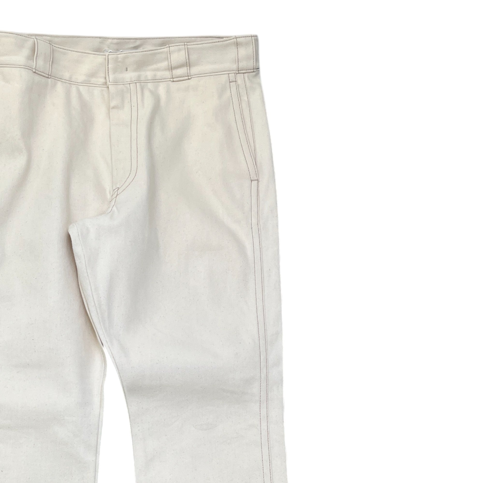 Men's Plaque Logo Worn Bull Denim Straight Jeans Cream Size IT 48 / UK 32