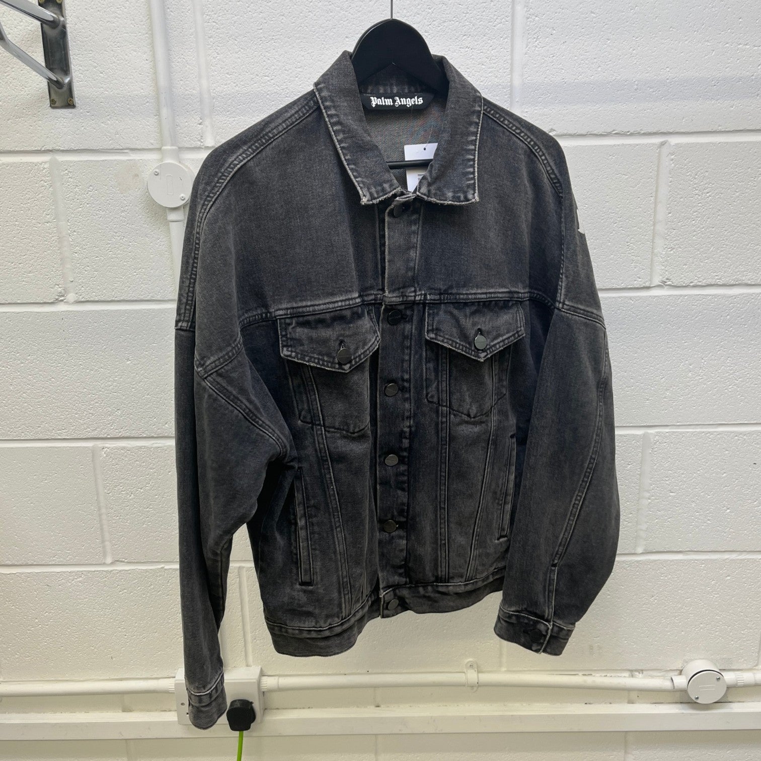 Men's Denim Logo Print Jacket Grey Size XS