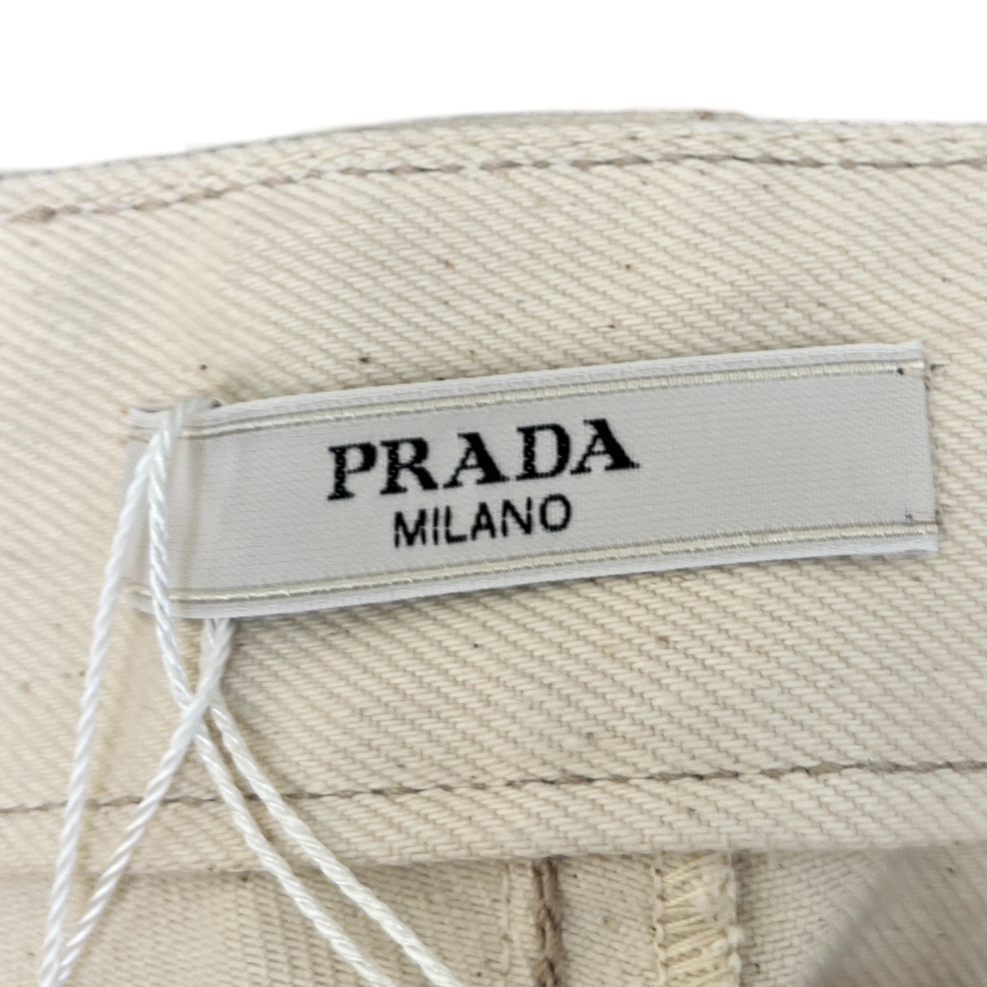 Men's Plaque Logo Worn Bull Denim Straight Jeans Cream Size IT 48 / UK 32