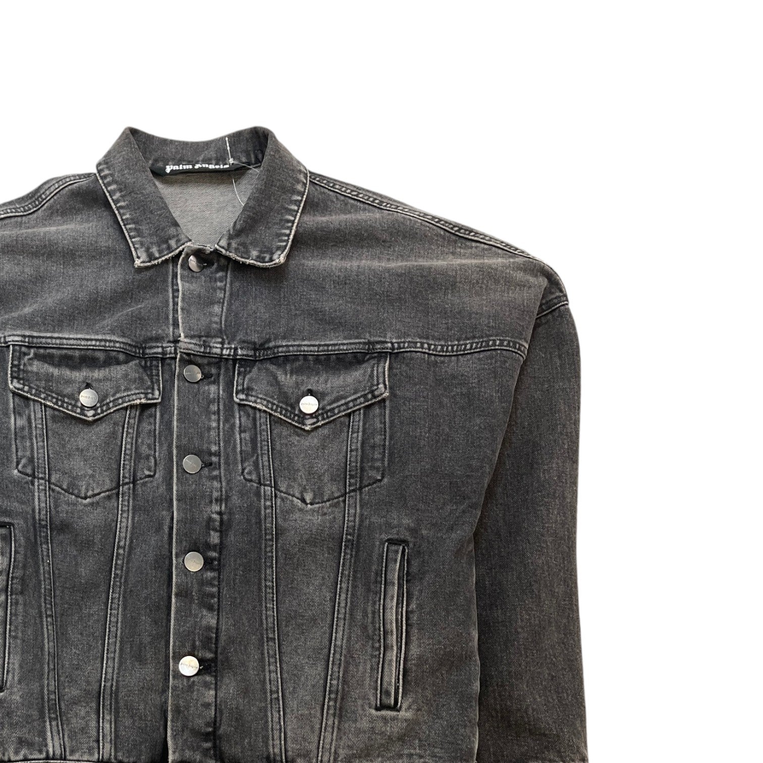 Men's Denim Logo Print Jacket Grey Size XS
