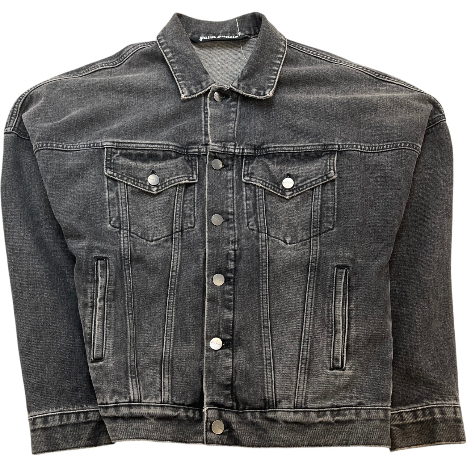 Men's Denim Logo Print Jacket Grey Size XS