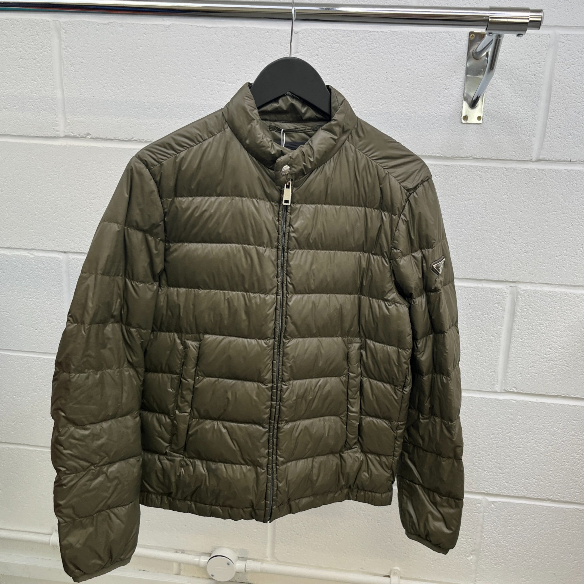 Men's Plaque Logo Down Jacket Khaki Size IT 46 / S