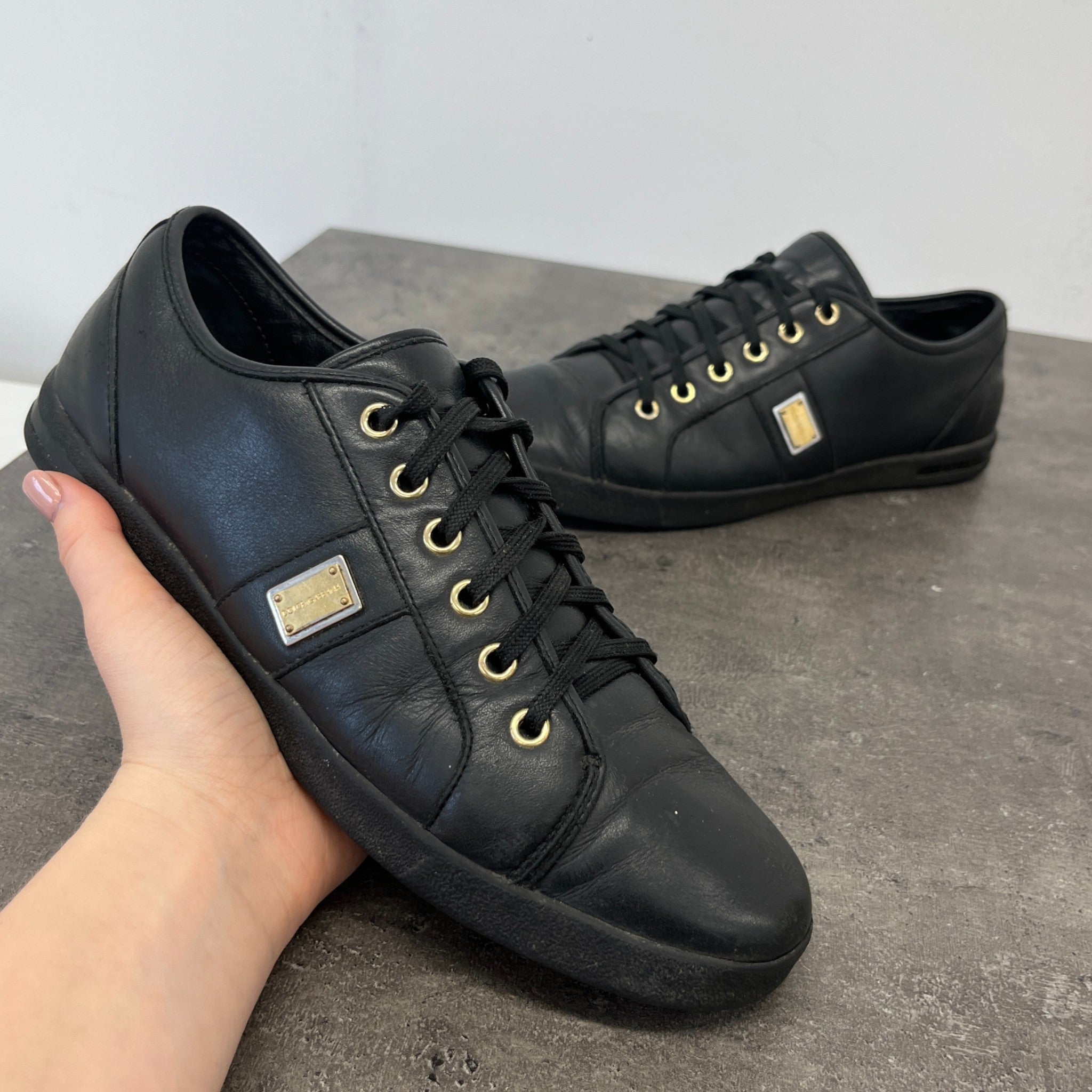 Women's Plaque Logo Low Trainers Black Size EU 38 / UK 5