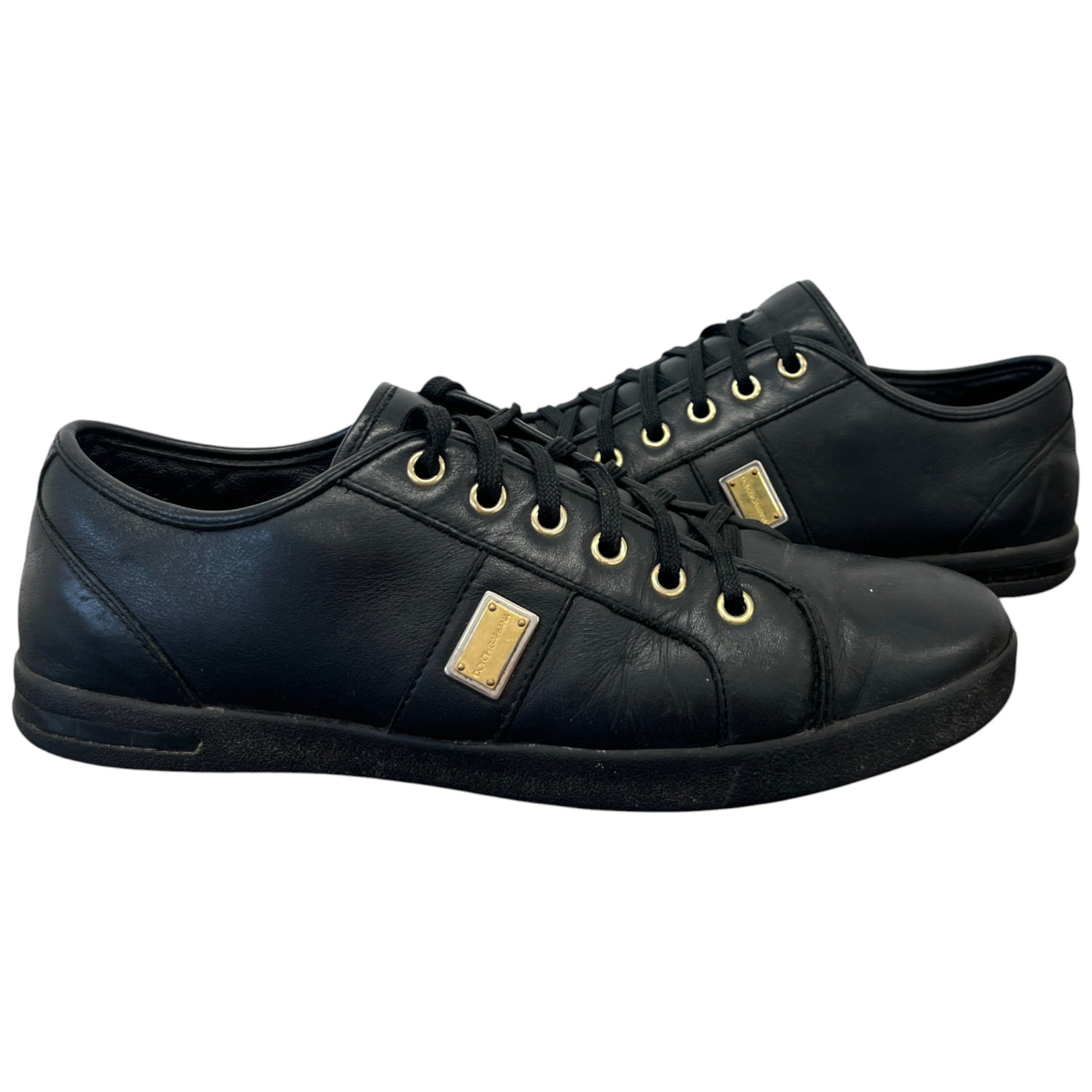 Women's Plaque Logo Low Trainers Black Size EU 38 / UK 5