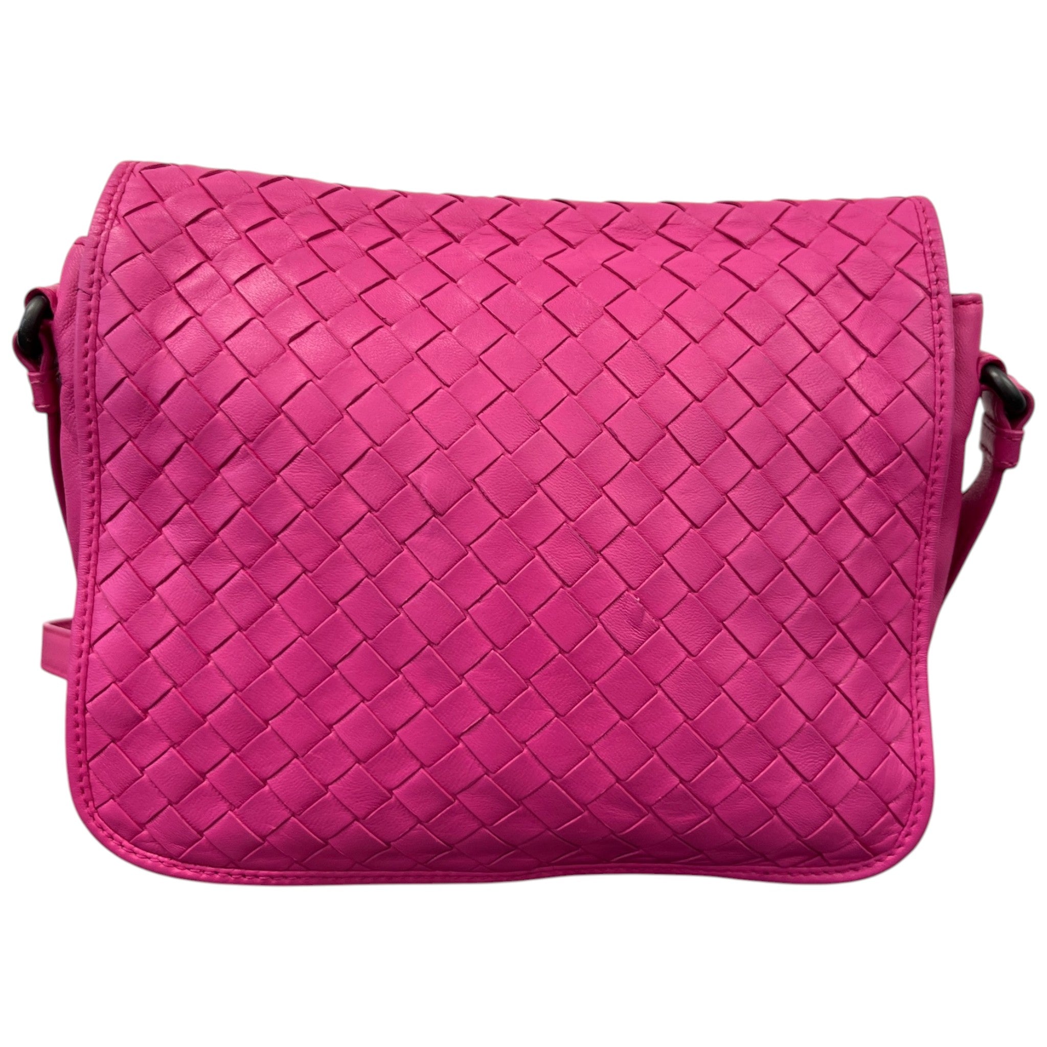 Women's Fuchsia Intrecciato Nappa Crossbody Bag Pink