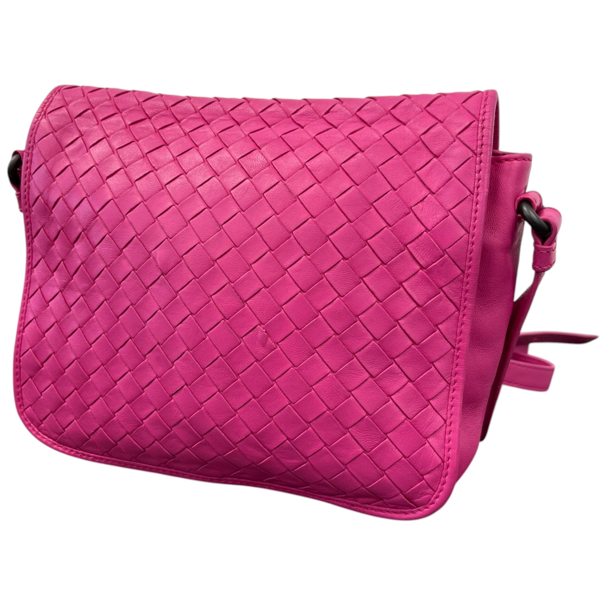Women's Fuchsia Intrecciato Nappa Crossbody Bag Pink