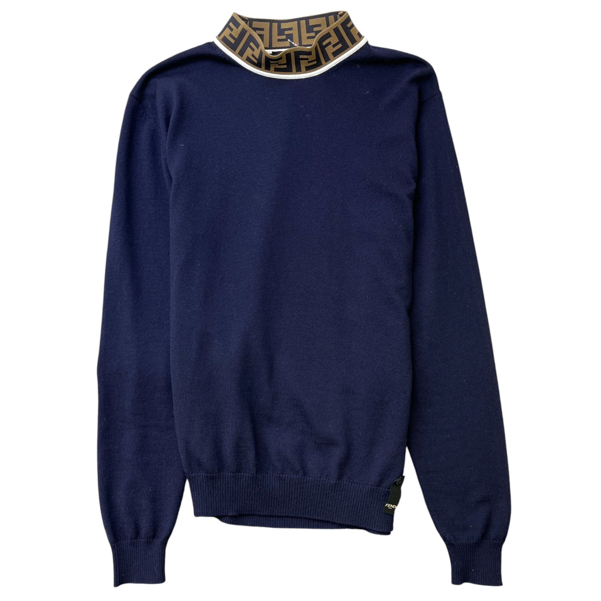 Men's Ff Zucca Collar Jumper Blue Size IT 48 / UK M