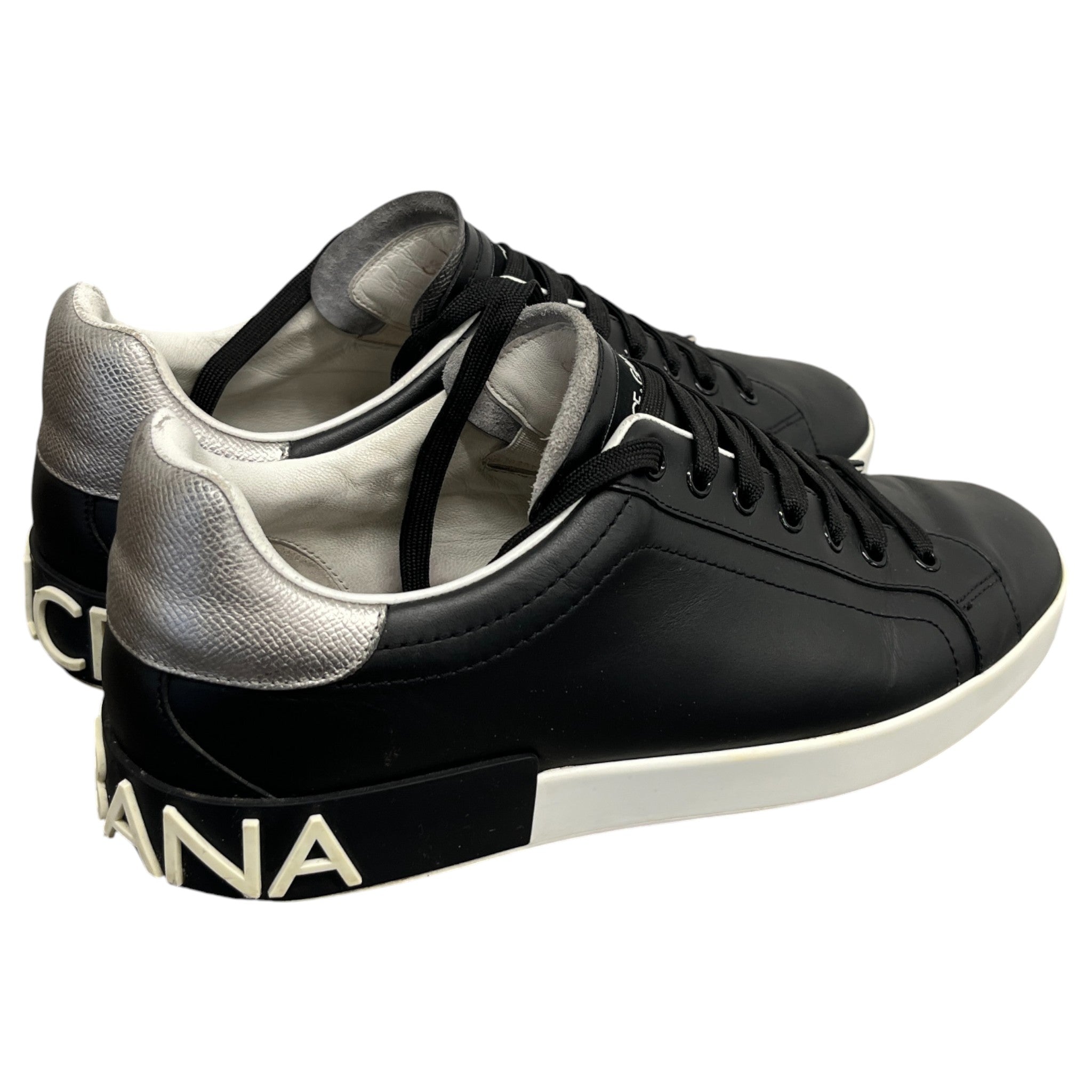 Men's Logo Portofino Low Trainers Black Size EU 44 / UK 10