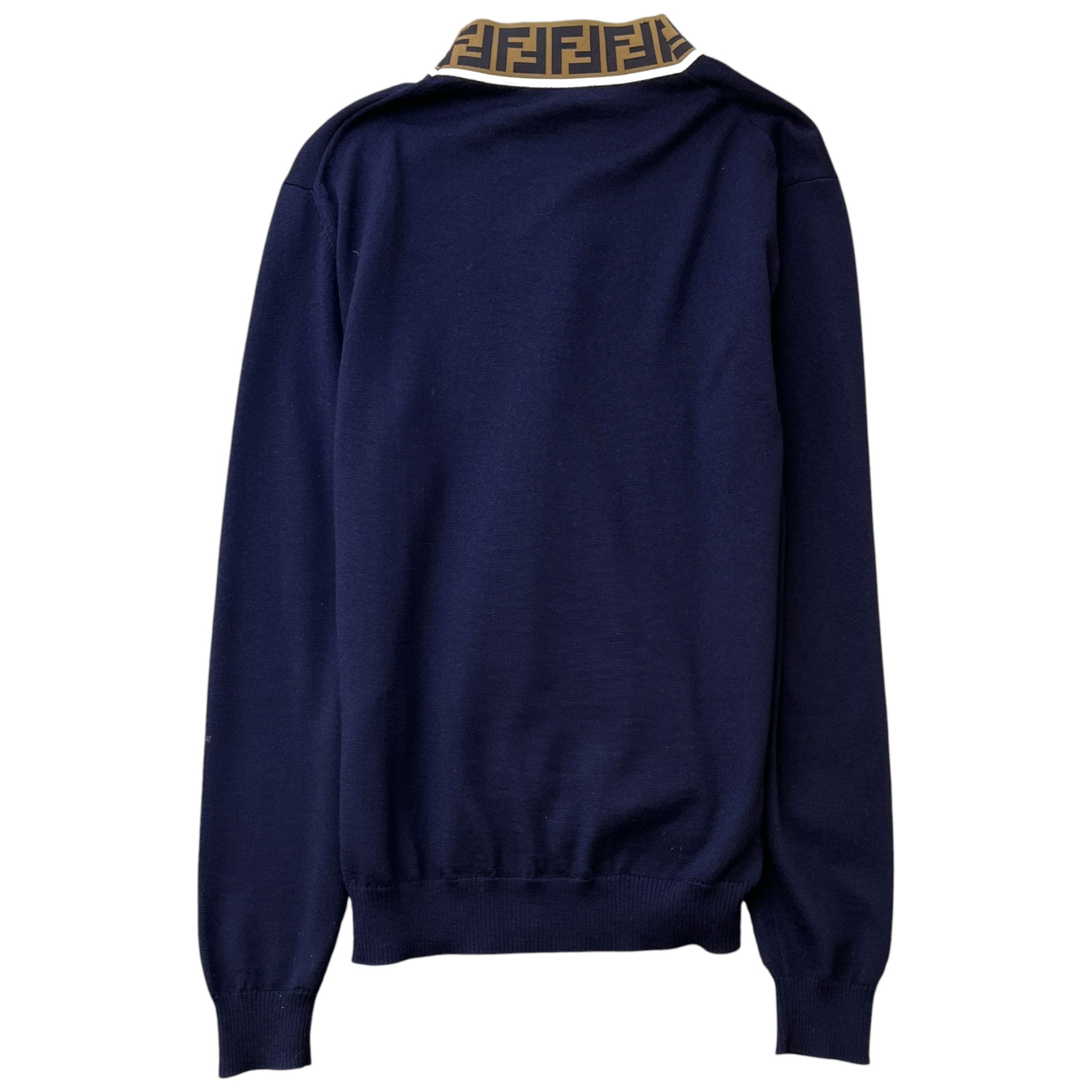 Men's Ff Zucca Collar Jumper Blue Size IT 48 / UK M