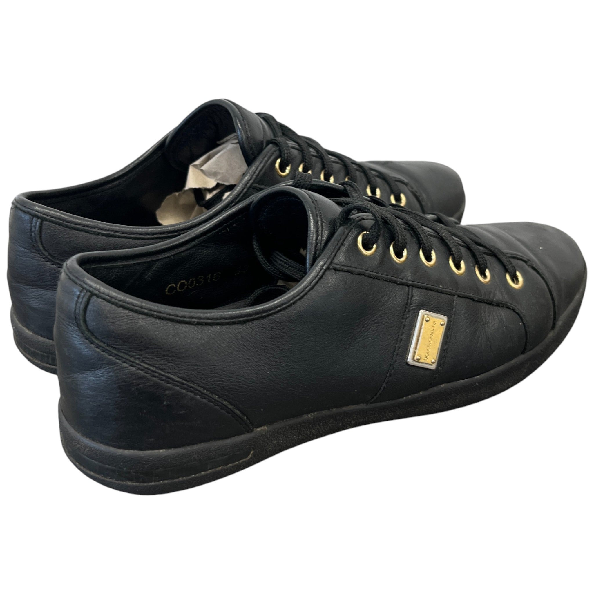 Women's Plaque Logo Low Trainers Black Size EU 38 / UK 5