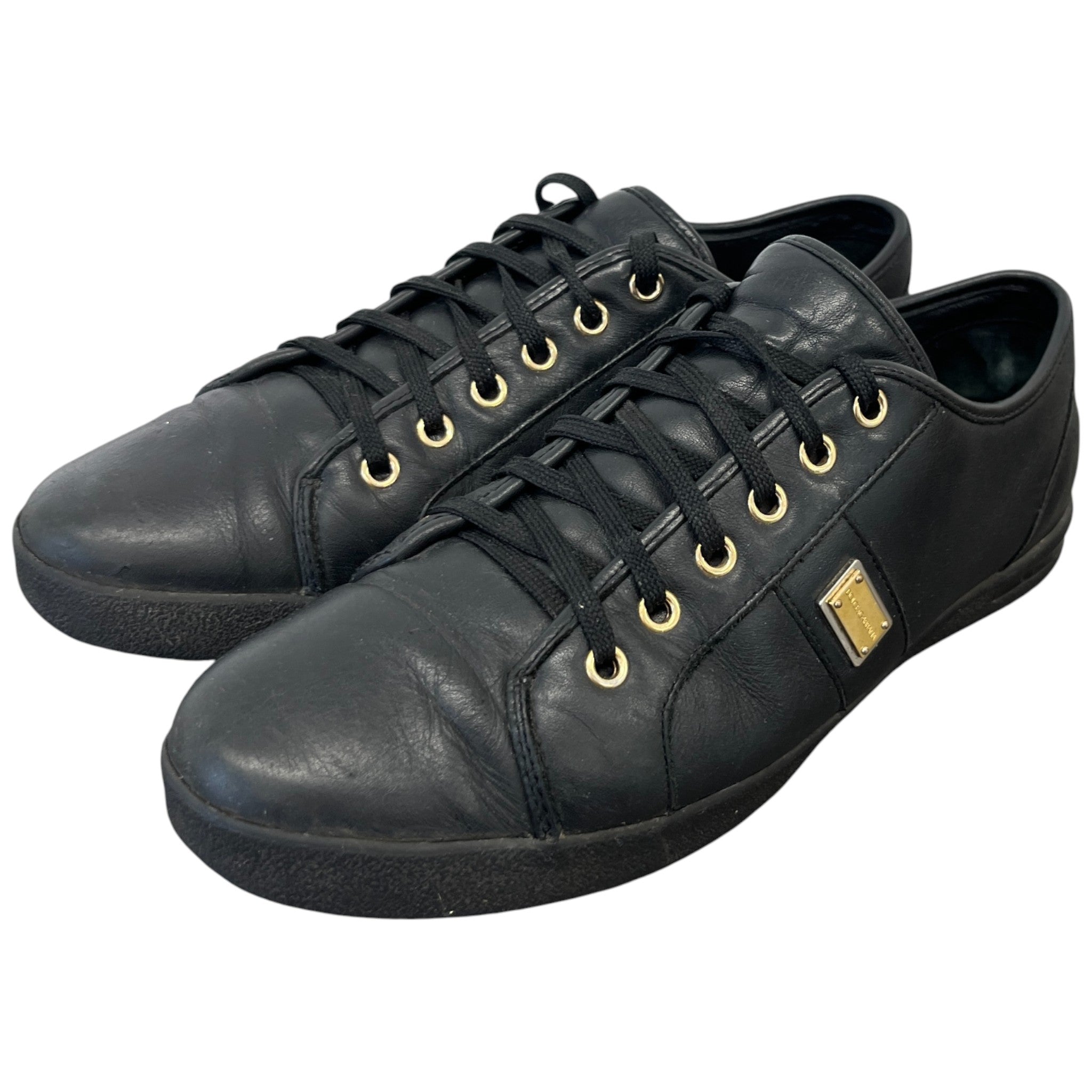 Women's Plaque Logo Low Trainers Black Size EU 38 / UK 5