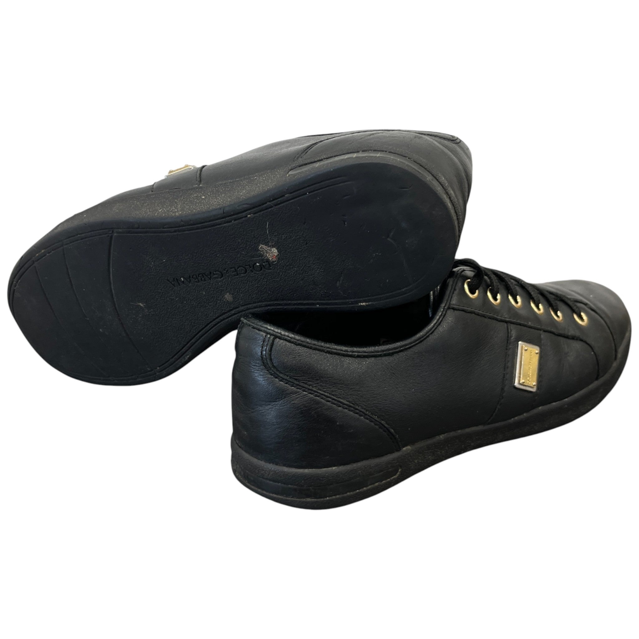 Women's Plaque Logo Low Trainers Black Size EU 38 / UK 5