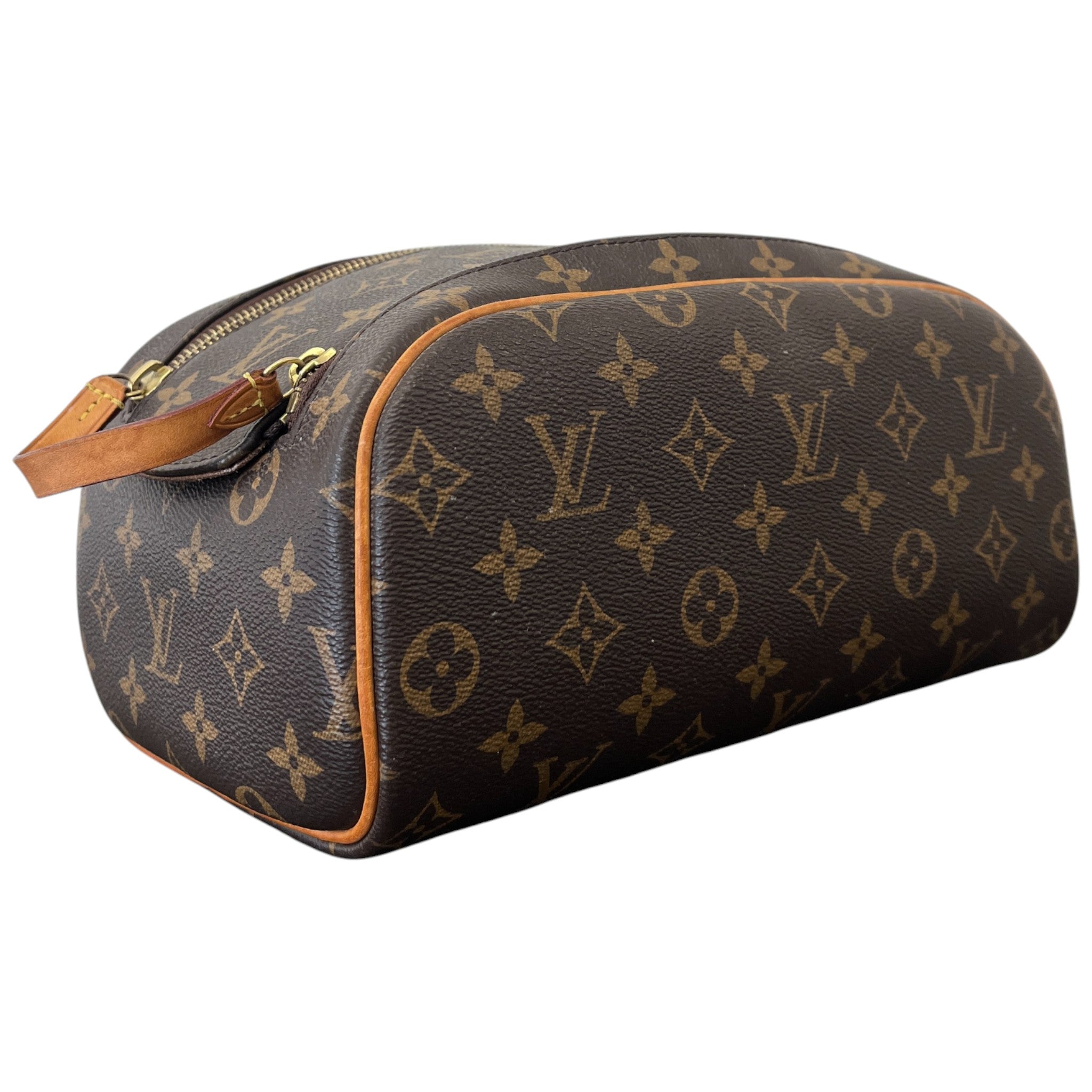 Men's Monogram Canvas Dopp Kit Toiletry Bag Brown