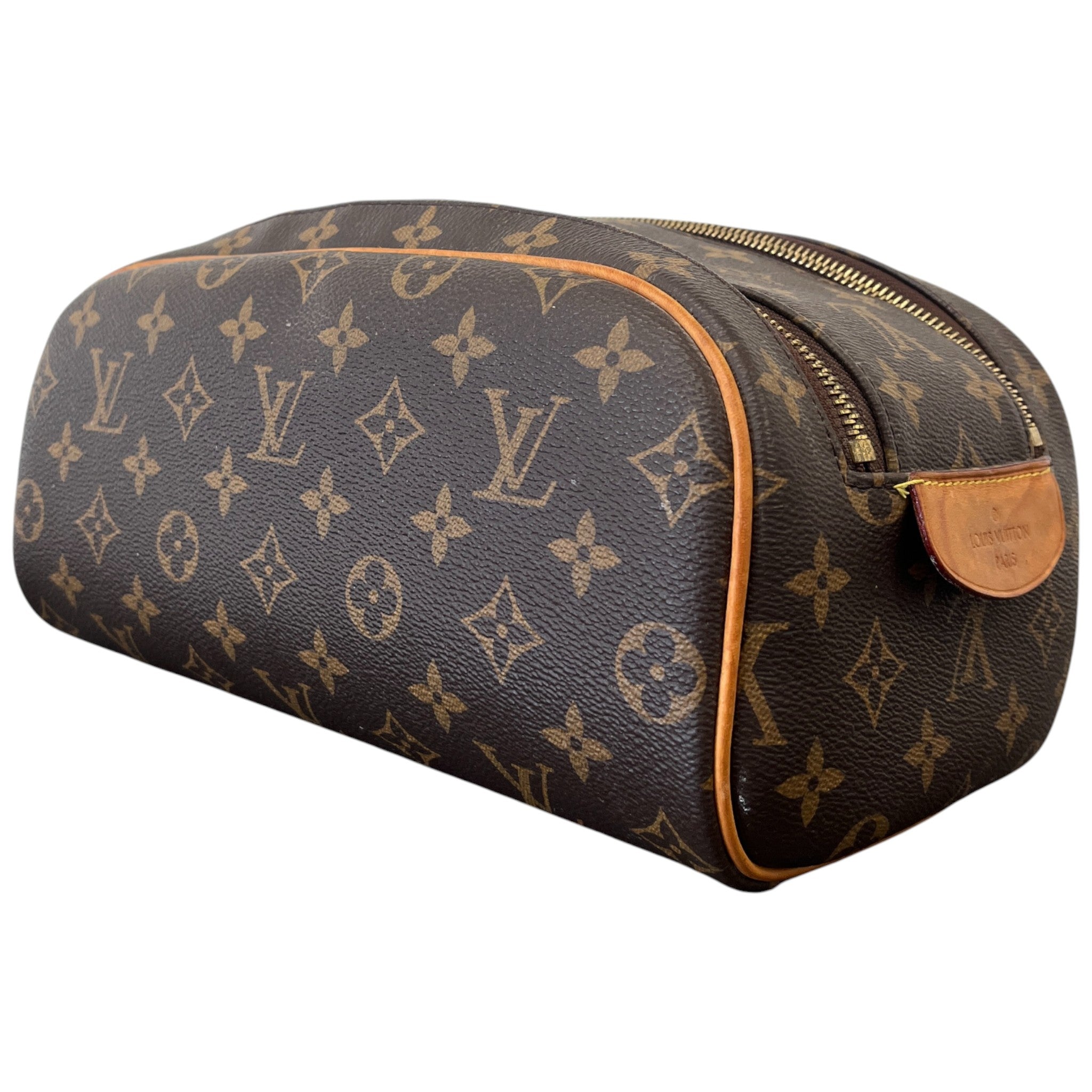 Men's Monogram Canvas Dopp Kit Toiletry Bag Brown