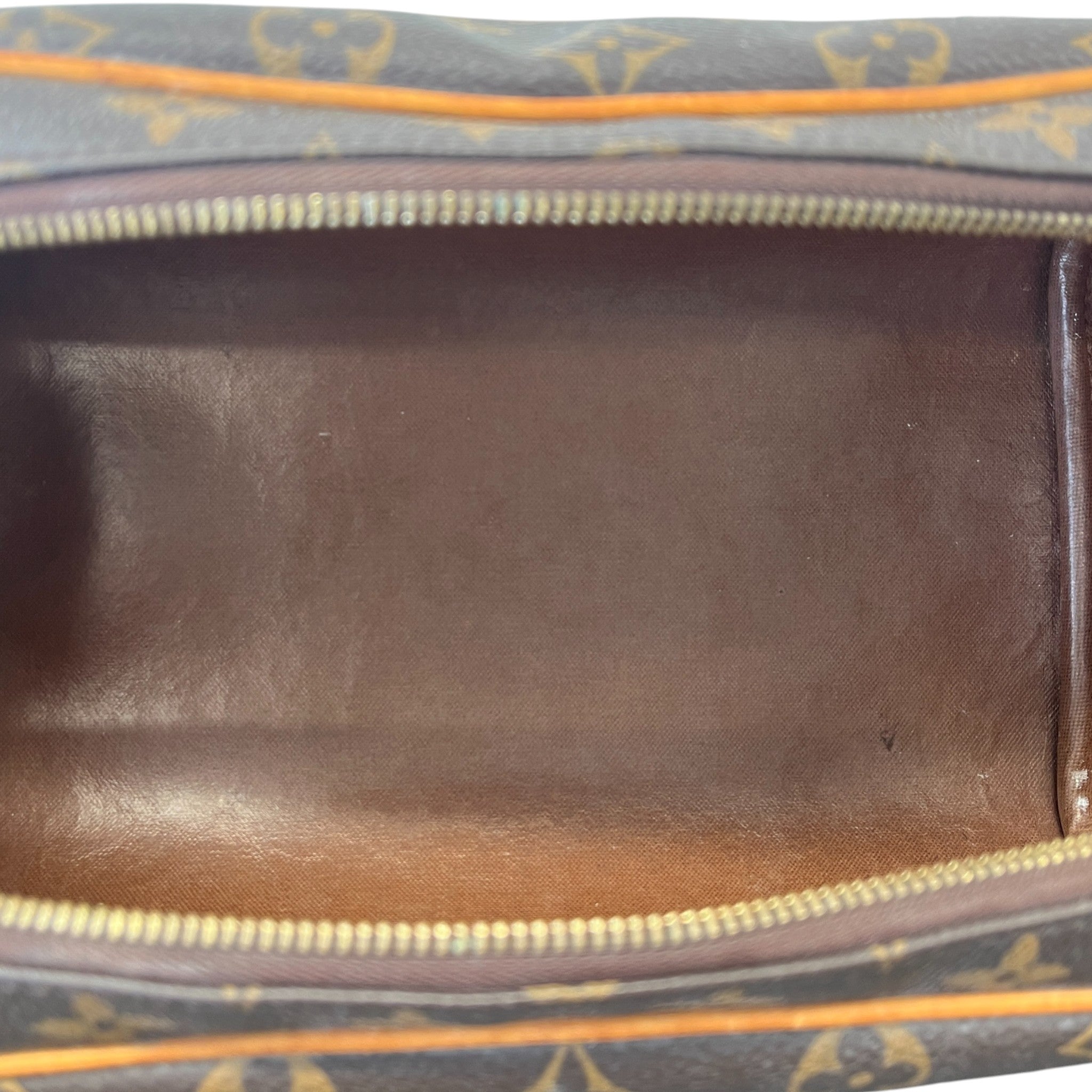 Men's Monogram Canvas Dopp Kit Toiletry Bag Brown