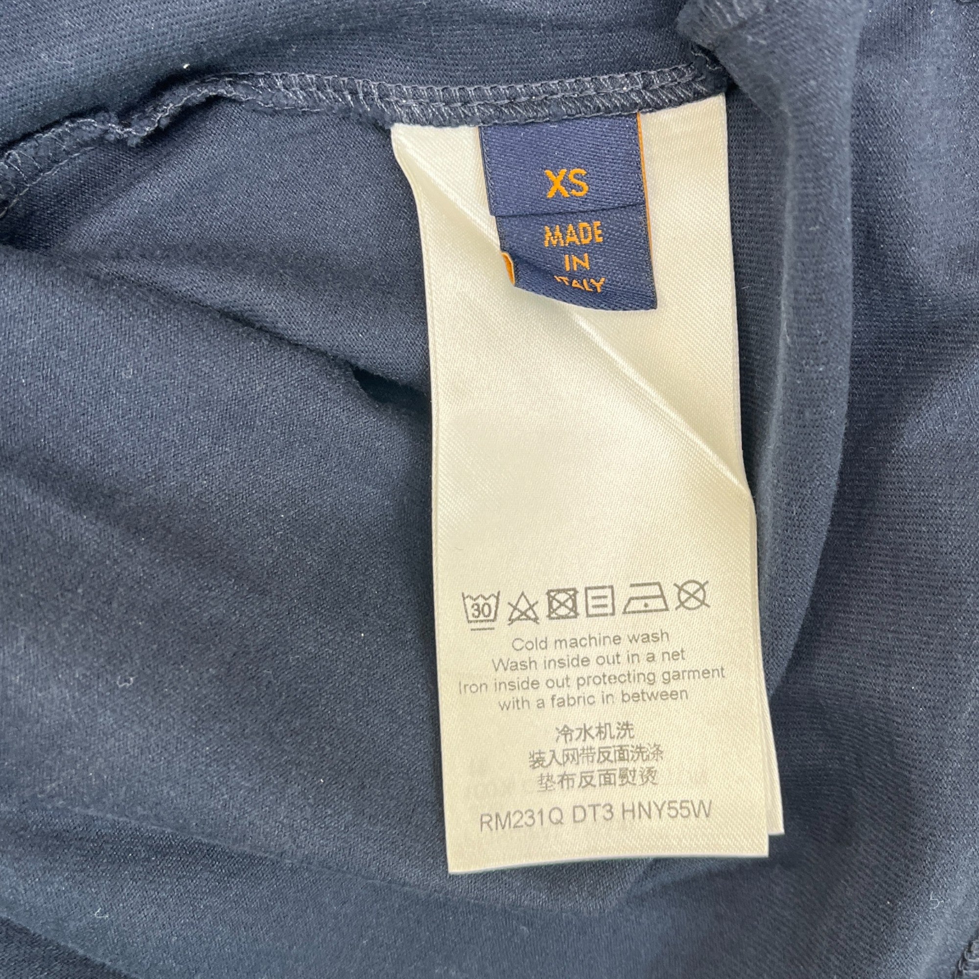 Men's Embossed Lv T-Shirt Navy Size XS