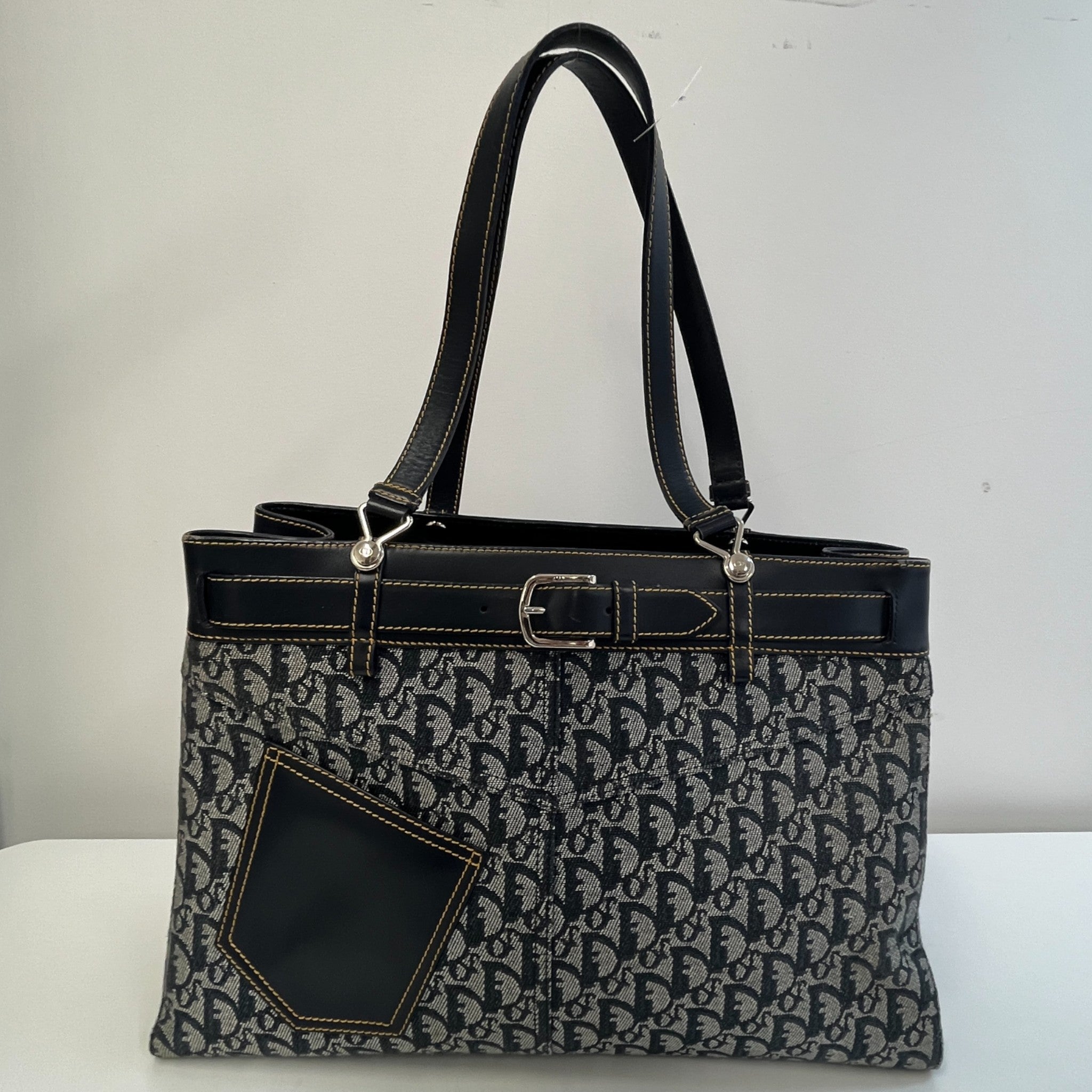 Women's Diorissimo Denim Pocket Tote Bag Navy