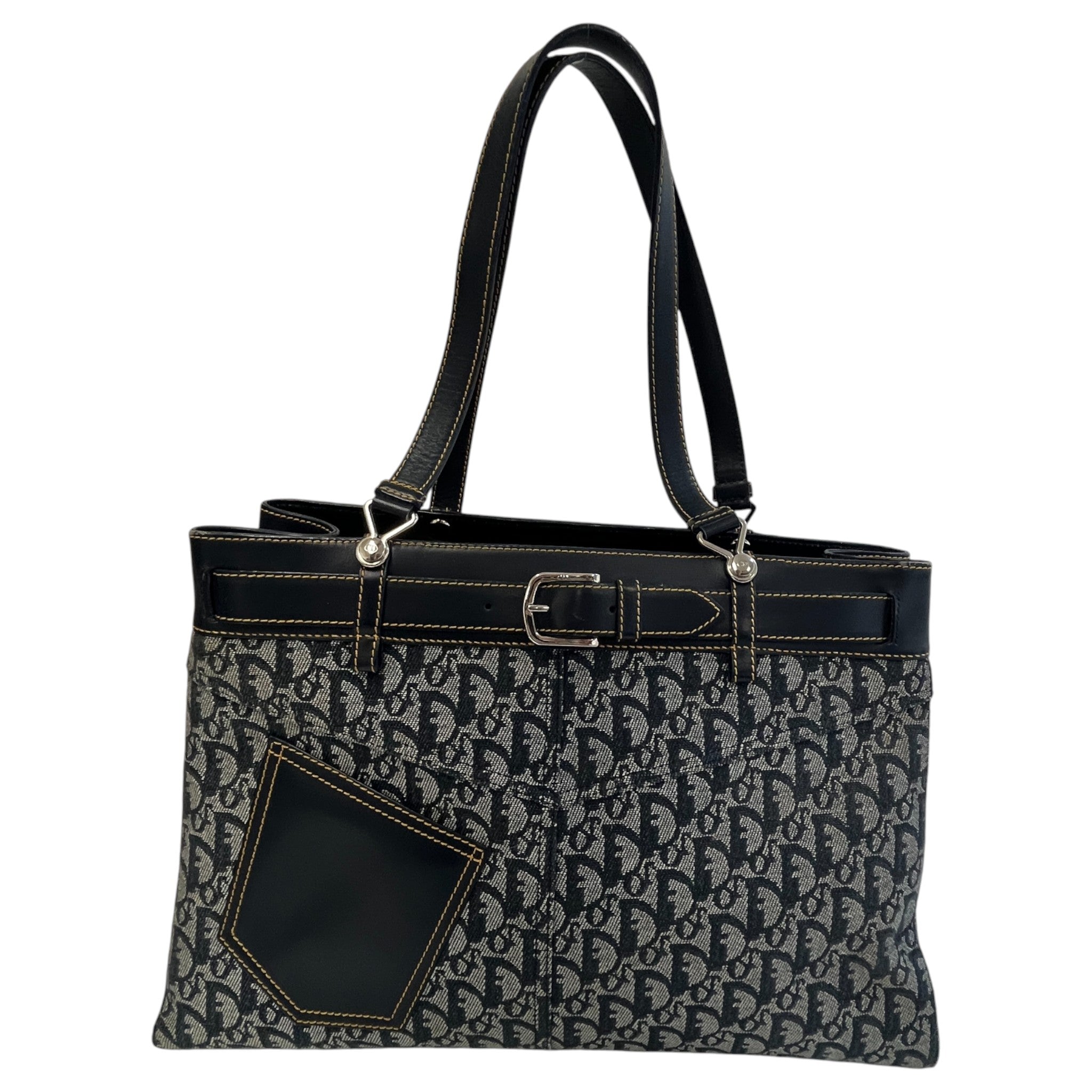 Women's Diorissimo Denim Pocket Tote Bag Navy