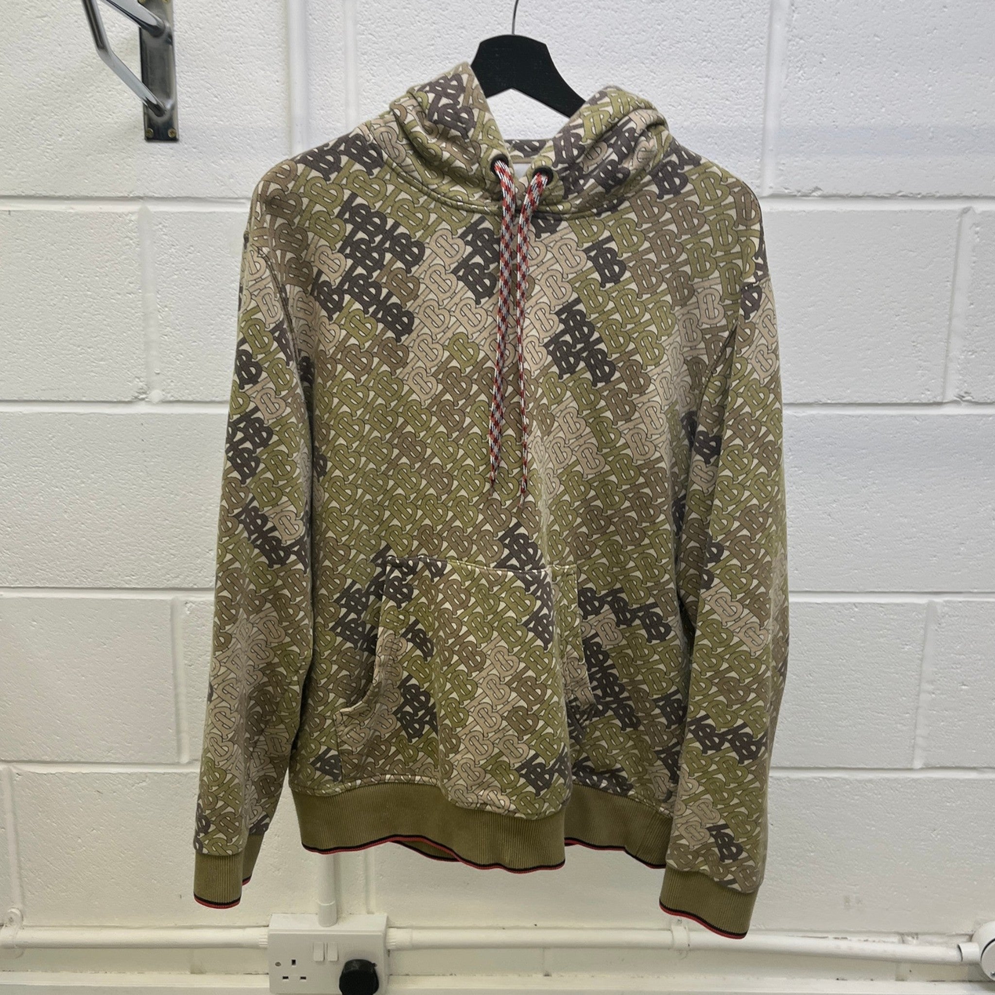 Men's Tb Monogram Hoodie Khaki Size M