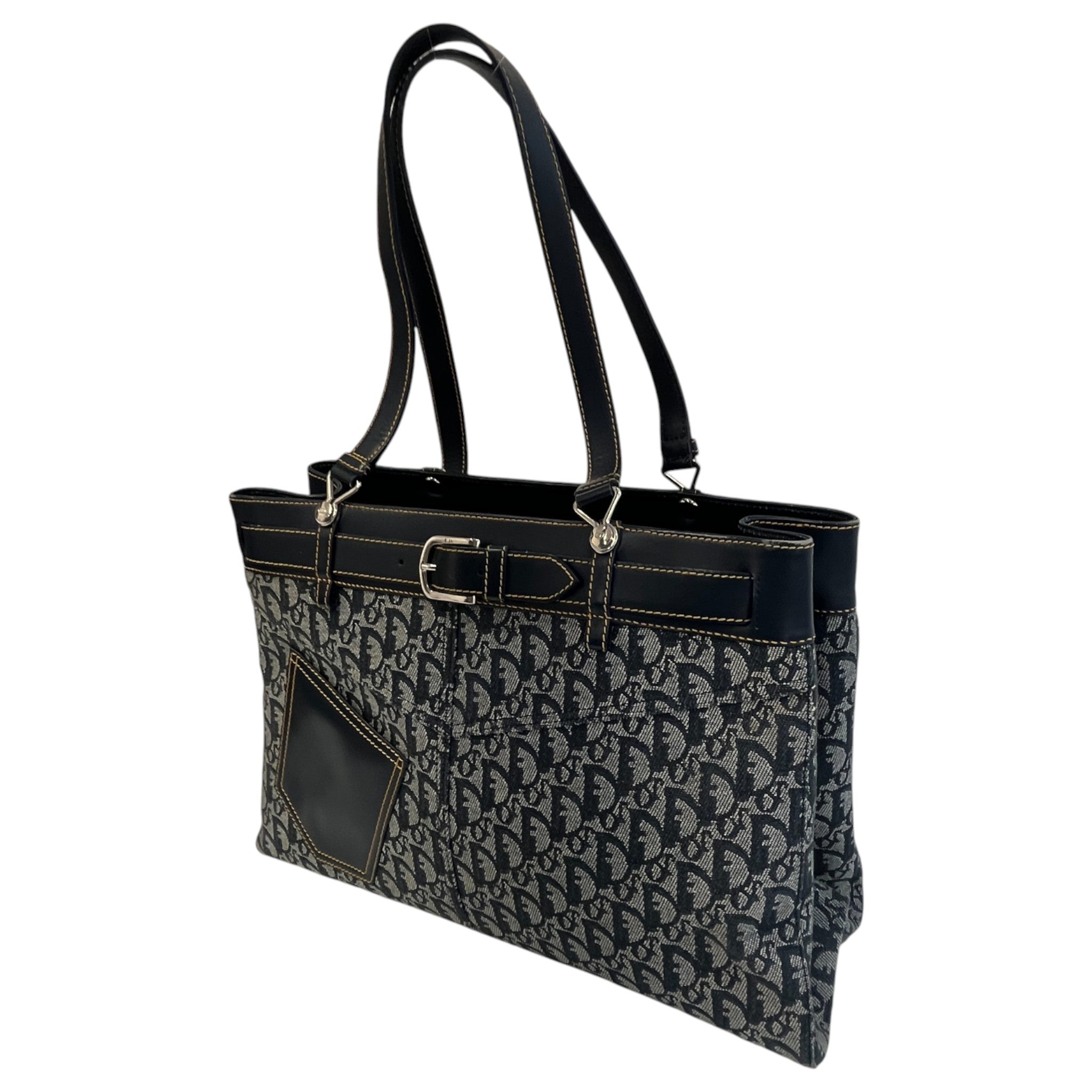 Women's Diorissimo Denim Pocket Tote Bag Navy