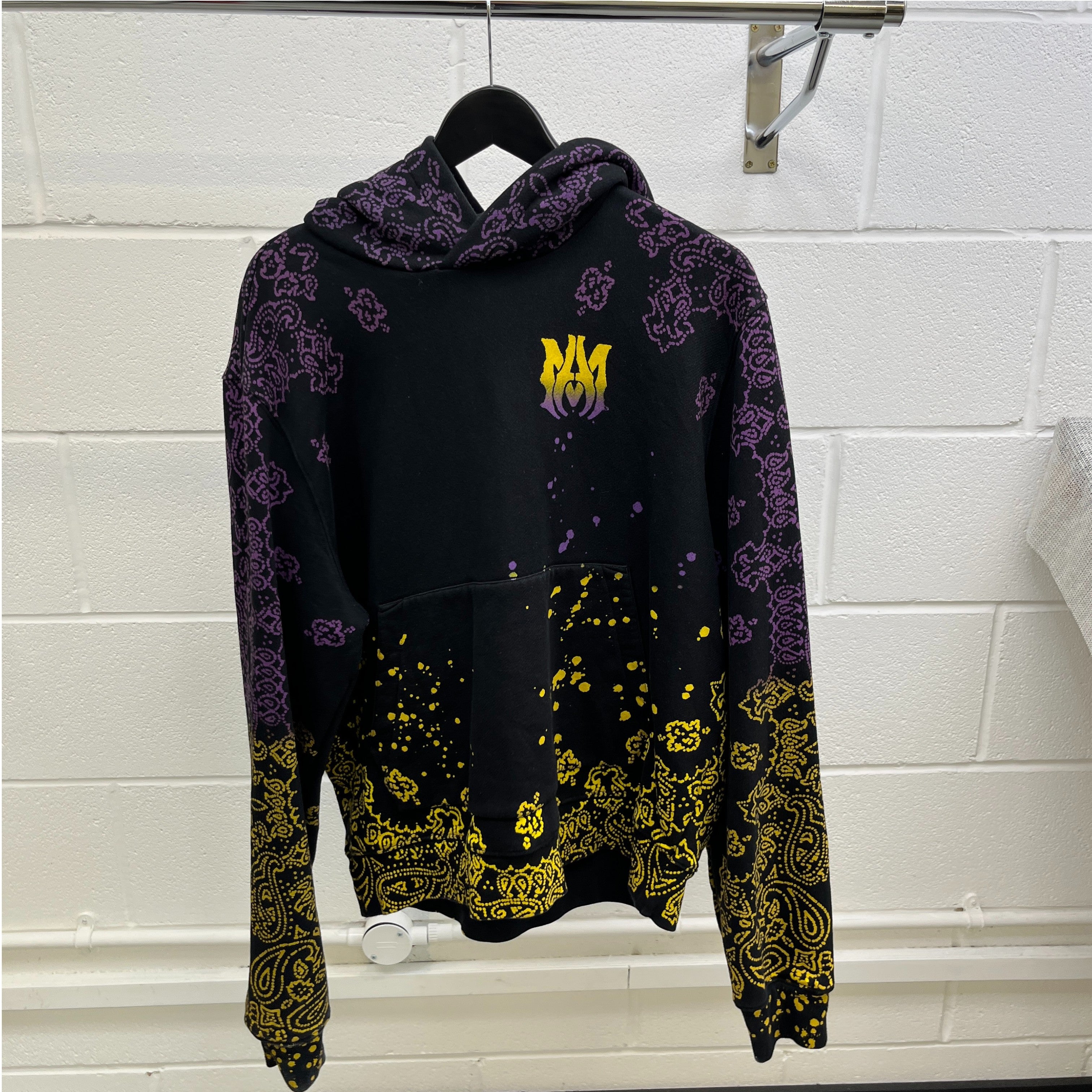 Men's Bandana Bleach Hoodie Black Size M