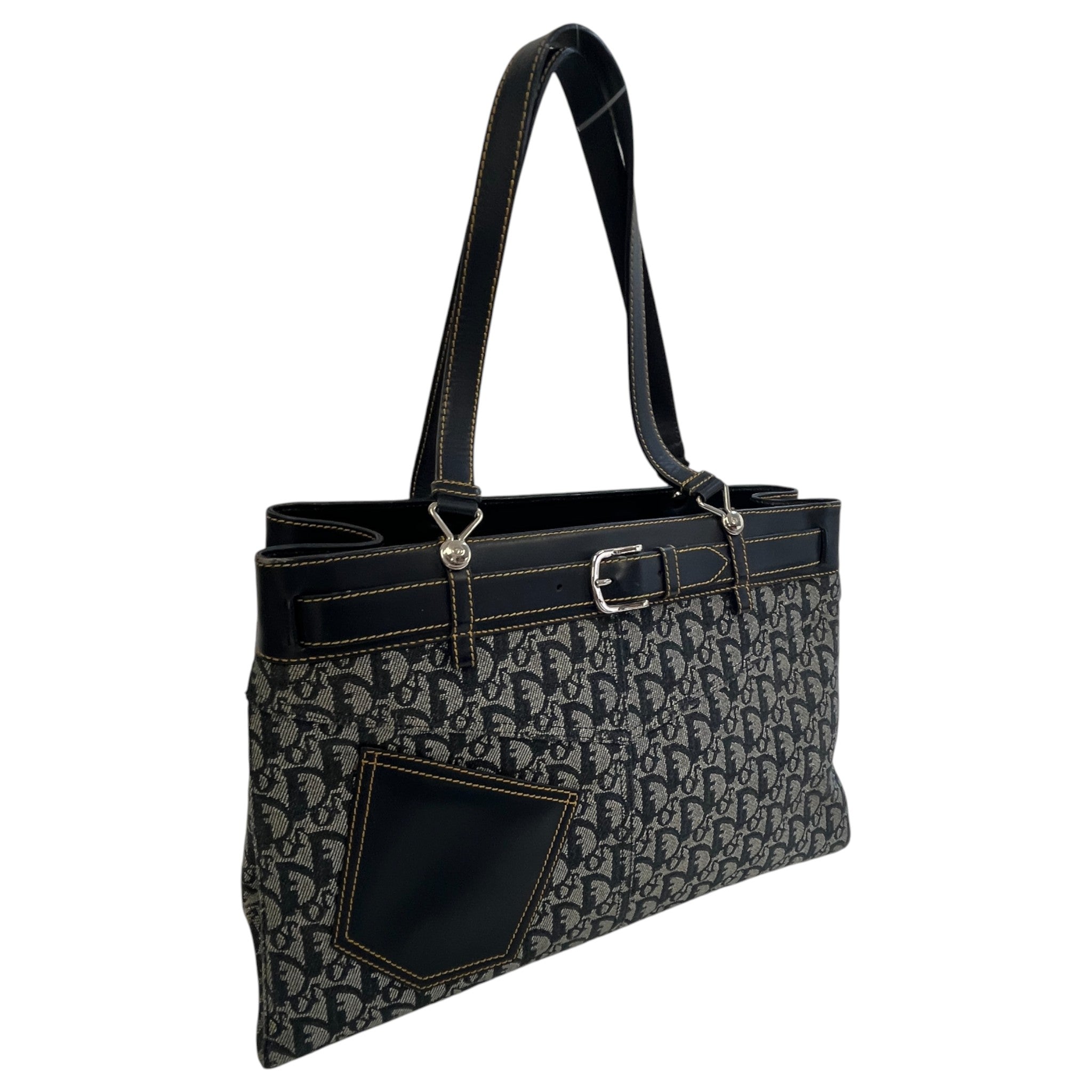 Women's Diorissimo Denim Pocket Tote Bag Navy