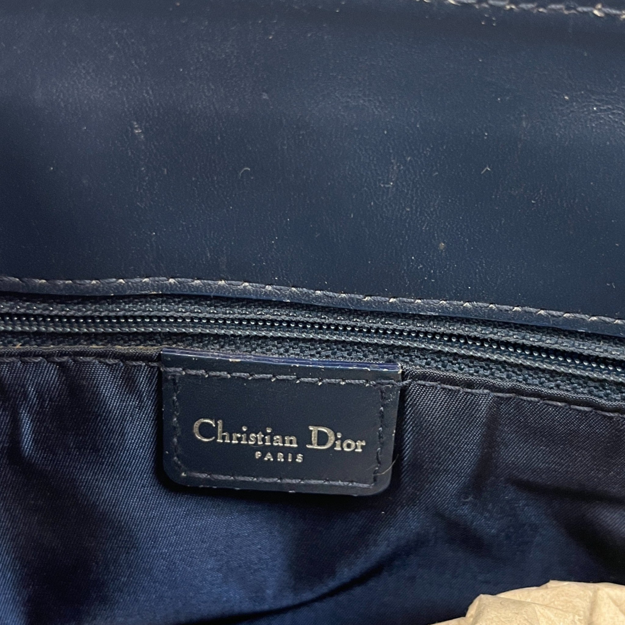 Women's Diorissimo Denim Pocket Tote Bag Navy