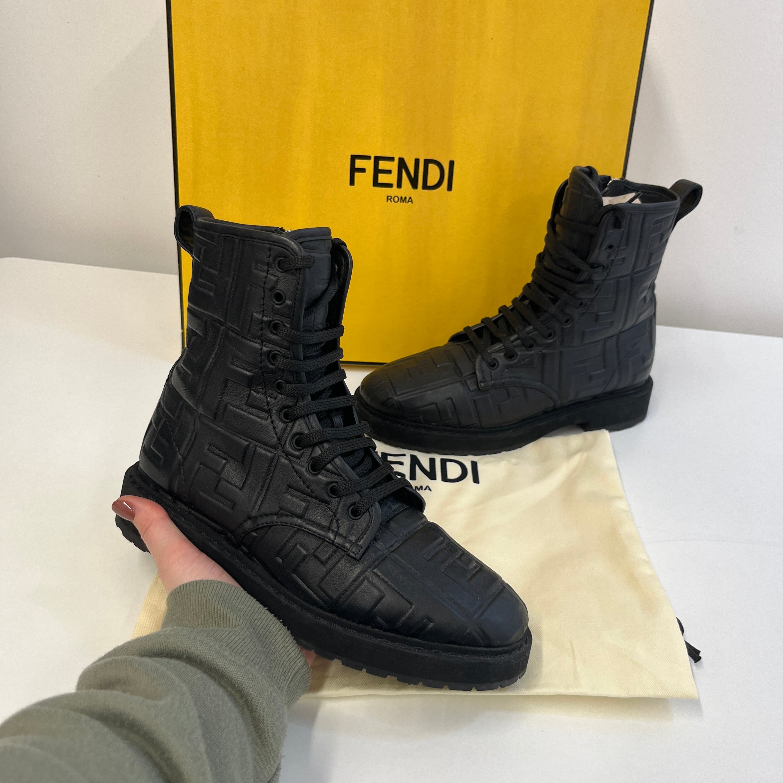 Women's Ff Monogram Boots Black Size EU 36 / UK 3