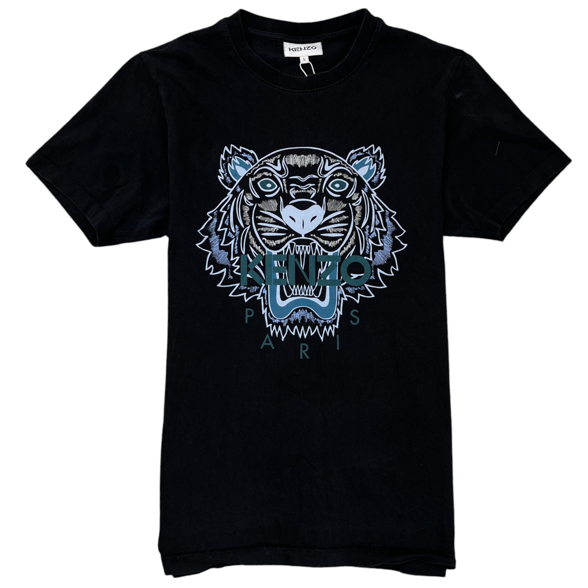 Men's Tiger Logo Print T-Shirt Black Size S