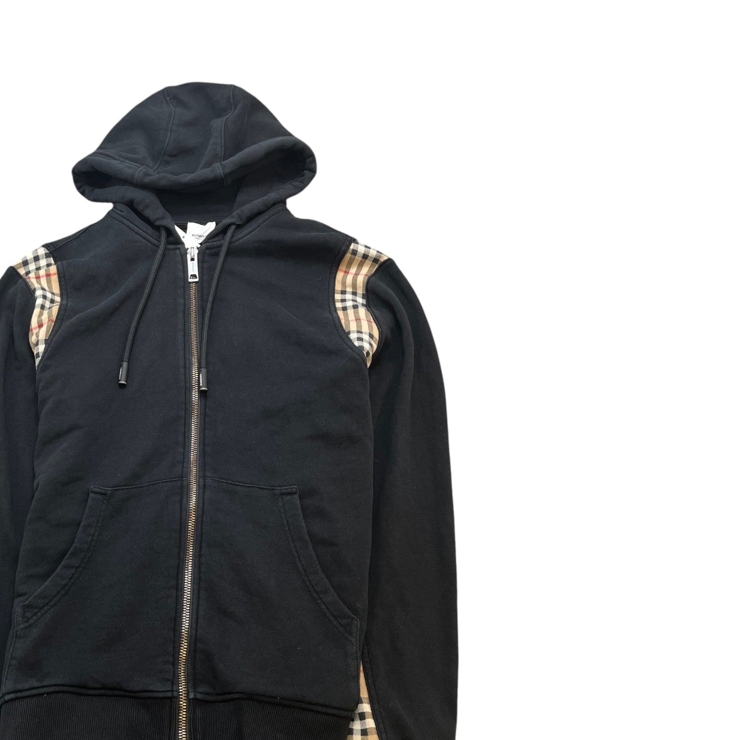Men's Nova Check Zip Up Hoodie Black Size M