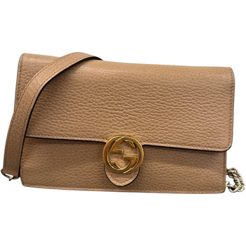 Women's Interlocking G Wallet On Chain Bag Tan